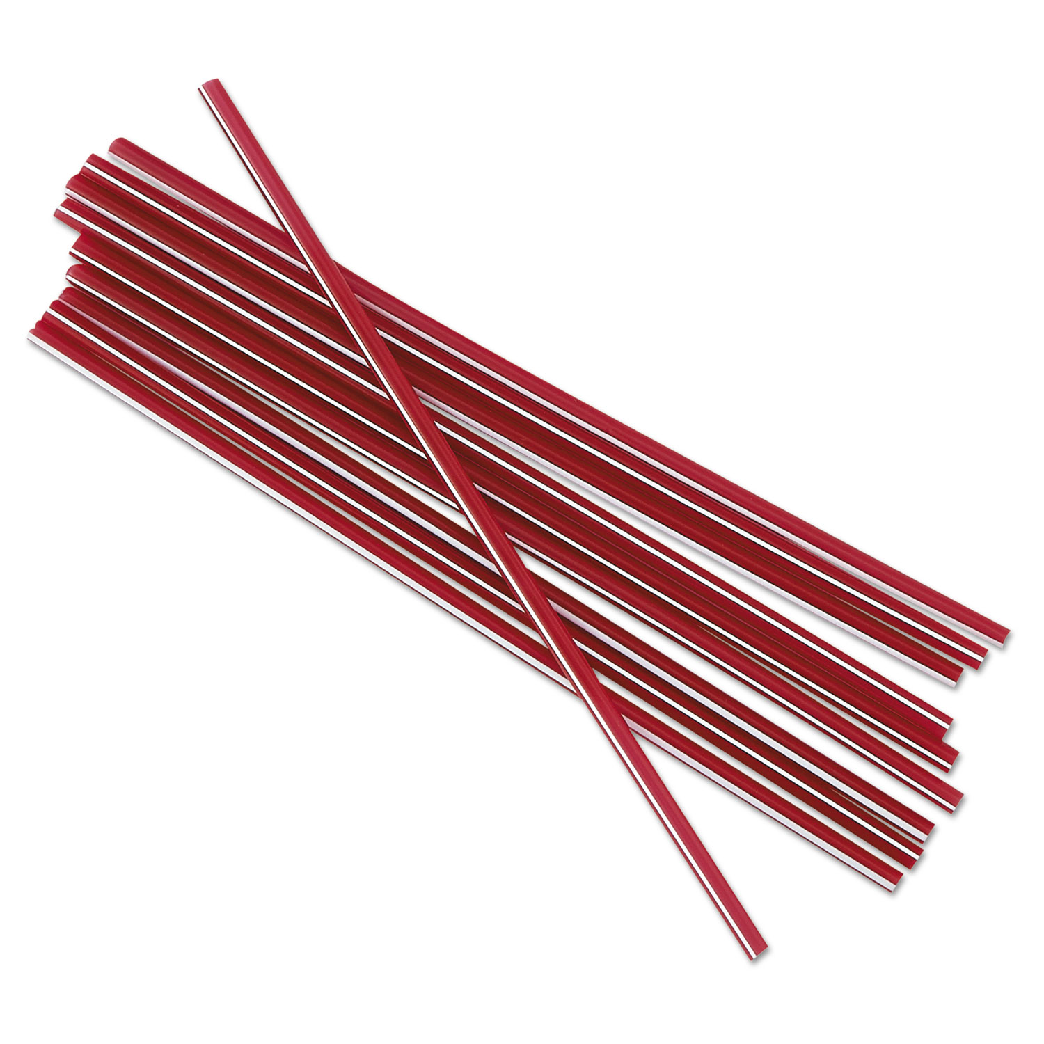 Unwrapped Single-Tube Stir-Straws, 5 1/4, Red/White Stripe, 1000/PK, 10 PK/CT