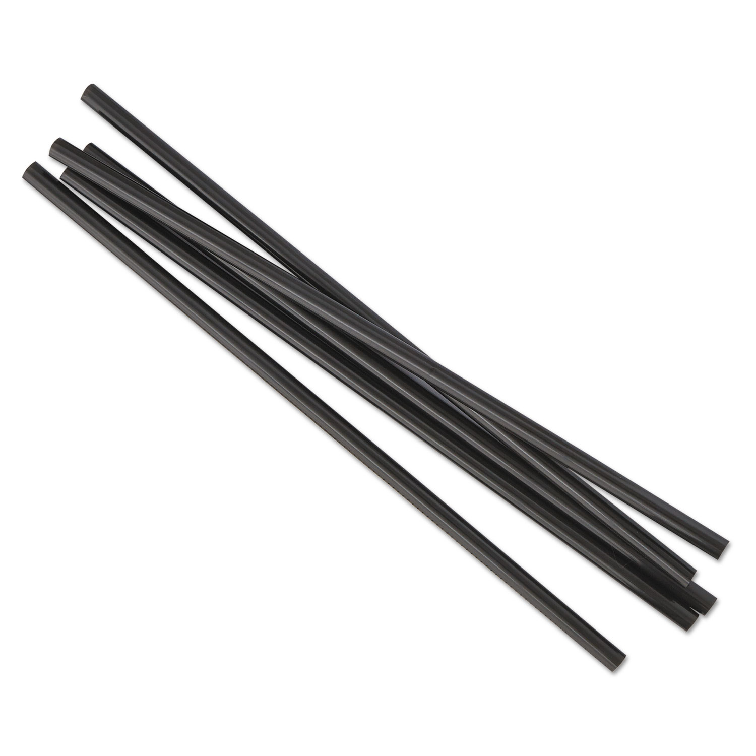 Jumbo Straws, 7 3/4, Plastic, Black, Unwrapped, 250/Pack