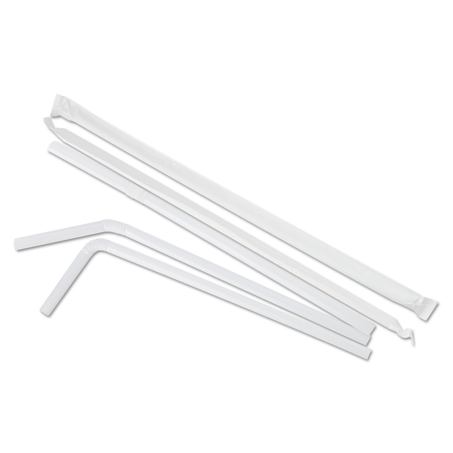 Flexible Wrapped Straws, 7 3/4, White, 400/Pack