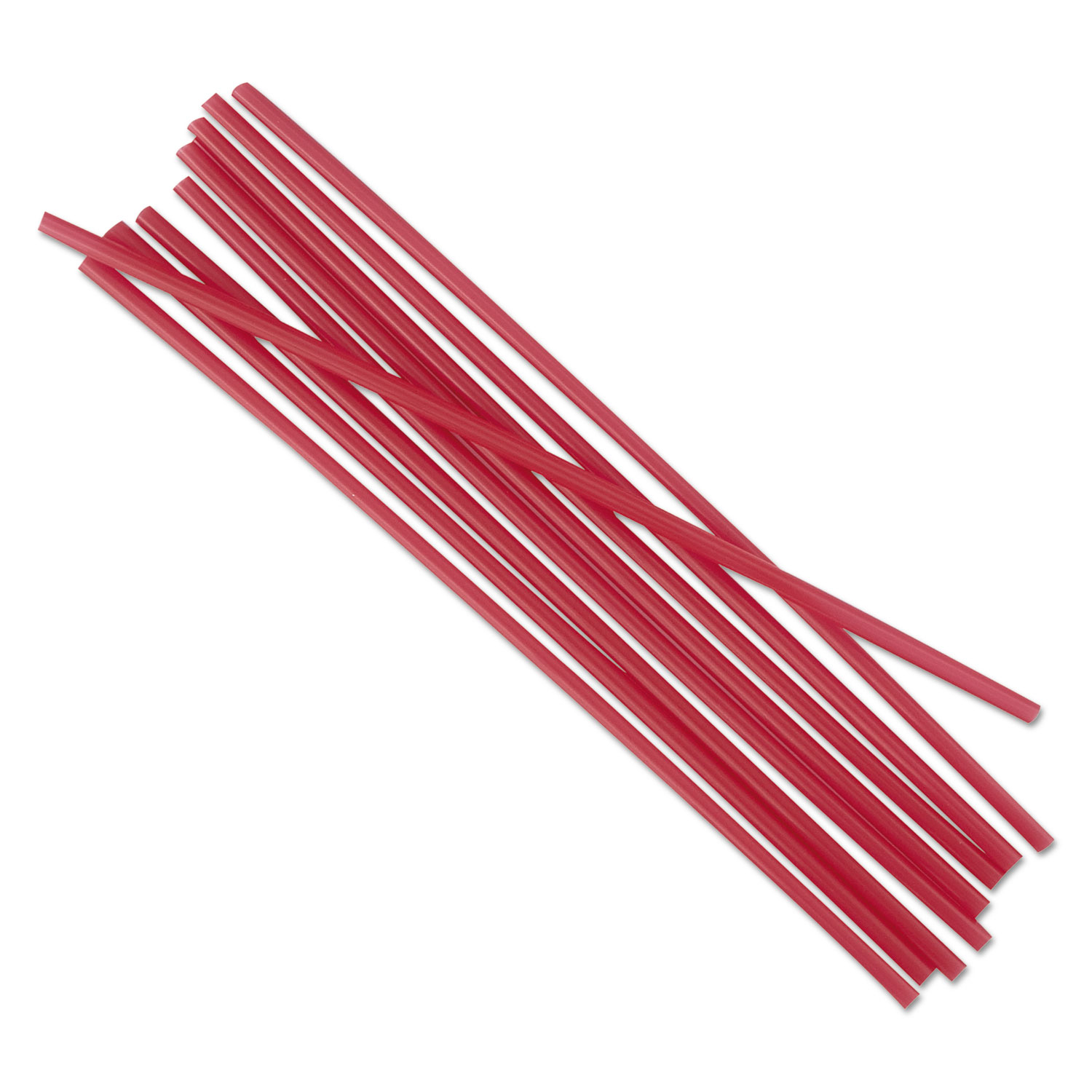 Unwrapped Single-Tube Stir-Straws, 5 1/4, Red, 1000/Pack