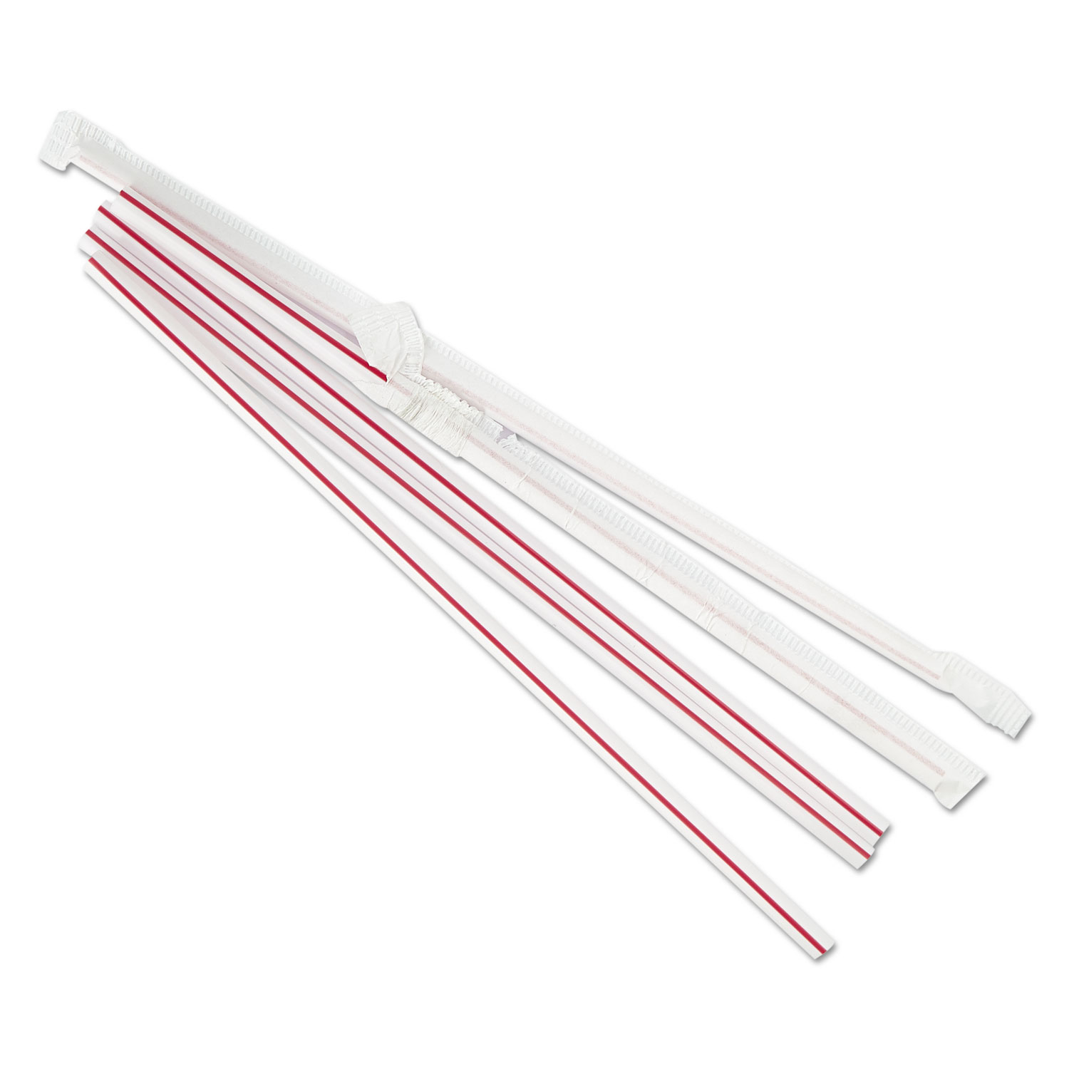 Jumbo Straws, 7 3/4, Plastic, Red w/White Stripe, 500/Pack