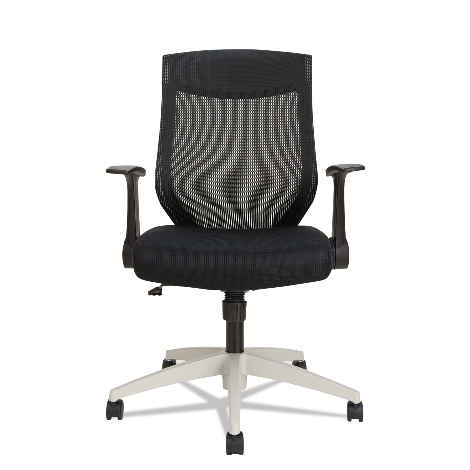  Alera ALEEBK4207 Alera EB-K Series Synchro Mid-Back Flip Arm Mesh-Chair, Supports up to 275 lbs., Black Seat/Black Back, Cool Gray Base (ALEEBK4207) 