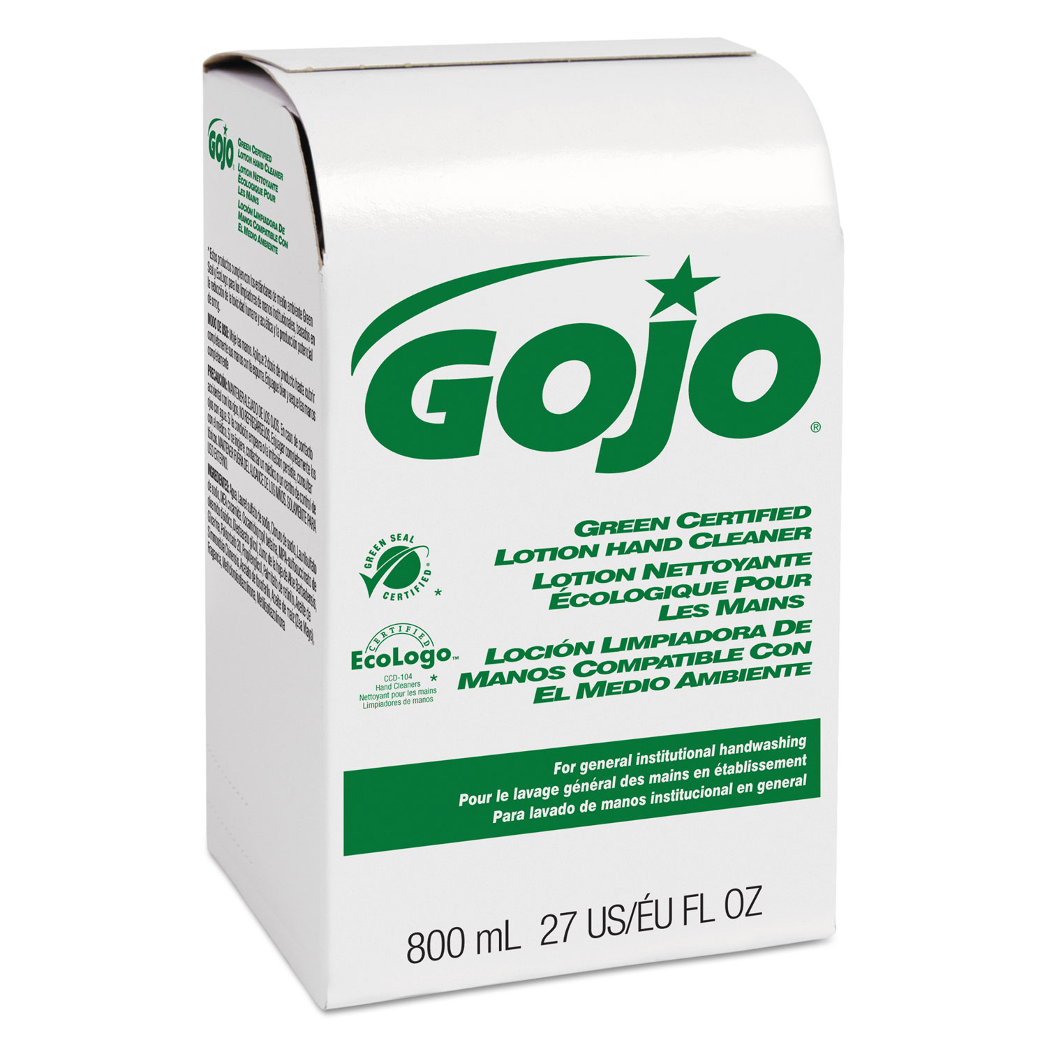  GOJO 9165-12 Green Certified Lotion Hand Cleaner 800mL Bag-in-Box Refill, Light Floral Scent, Refill (GOJ916512EA) 