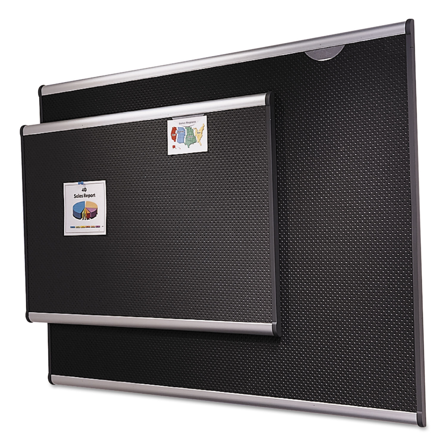 Embossed Bulletin Board, Hi-Density Foam, 48 x 36, Black, Aluminum Frame