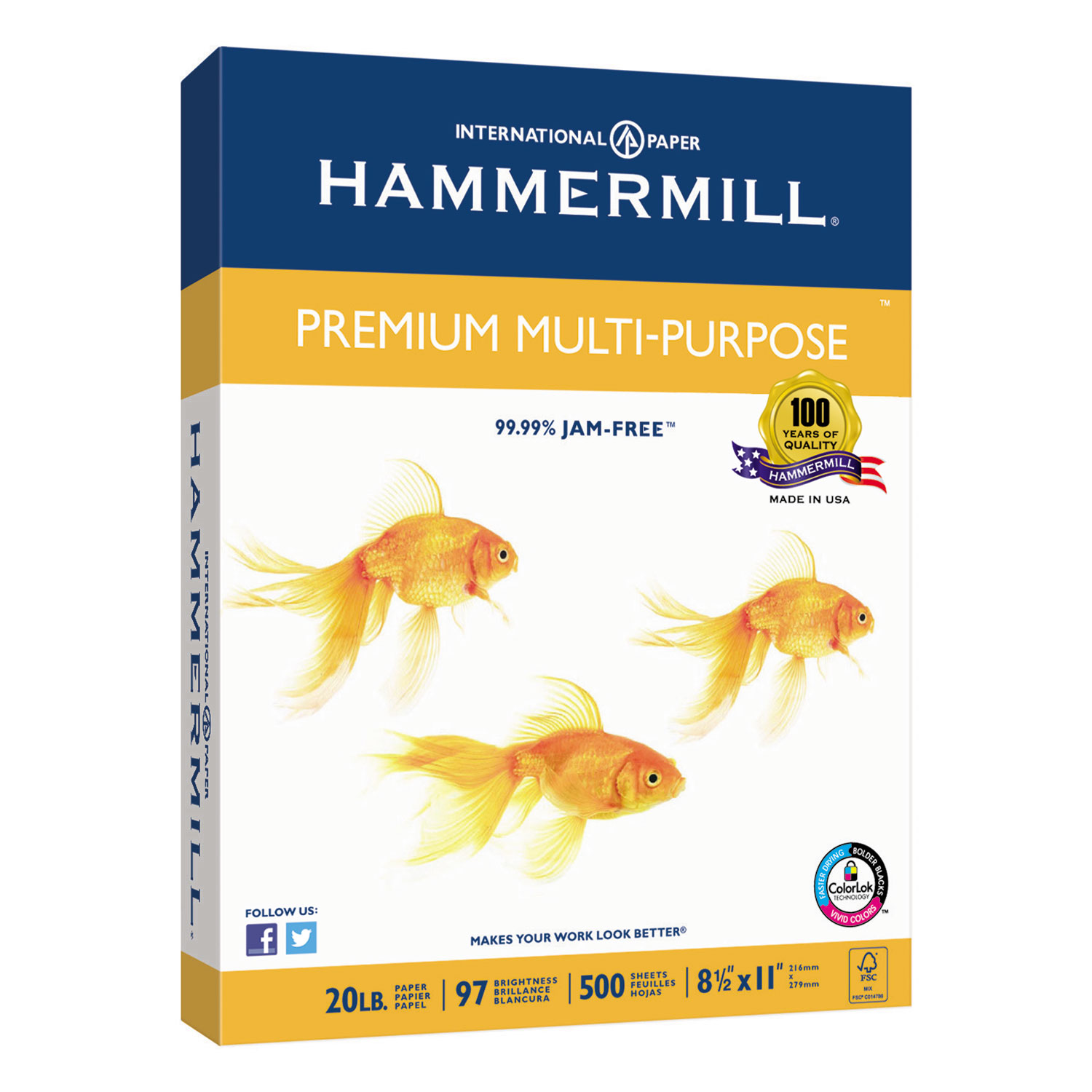 Premium Multipurpose Paper, 20-lb., 8-1/2 x 11, White, 2500/Carton