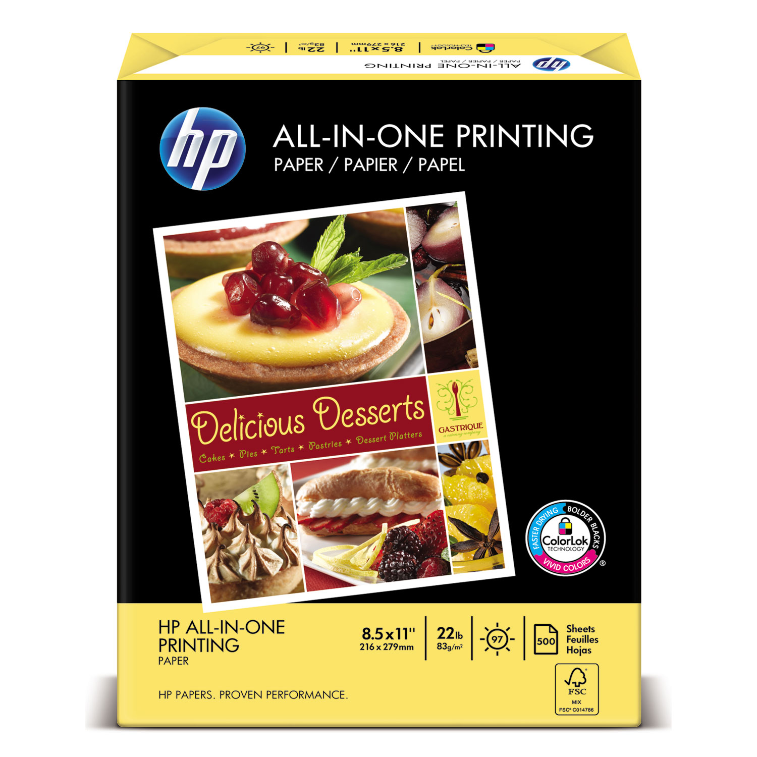  HP Papers 20700-0 All-In-One22 Paper, 97 Bright, 22lb, 8.5 x 11, White, 500/Ream (HEW207000) 