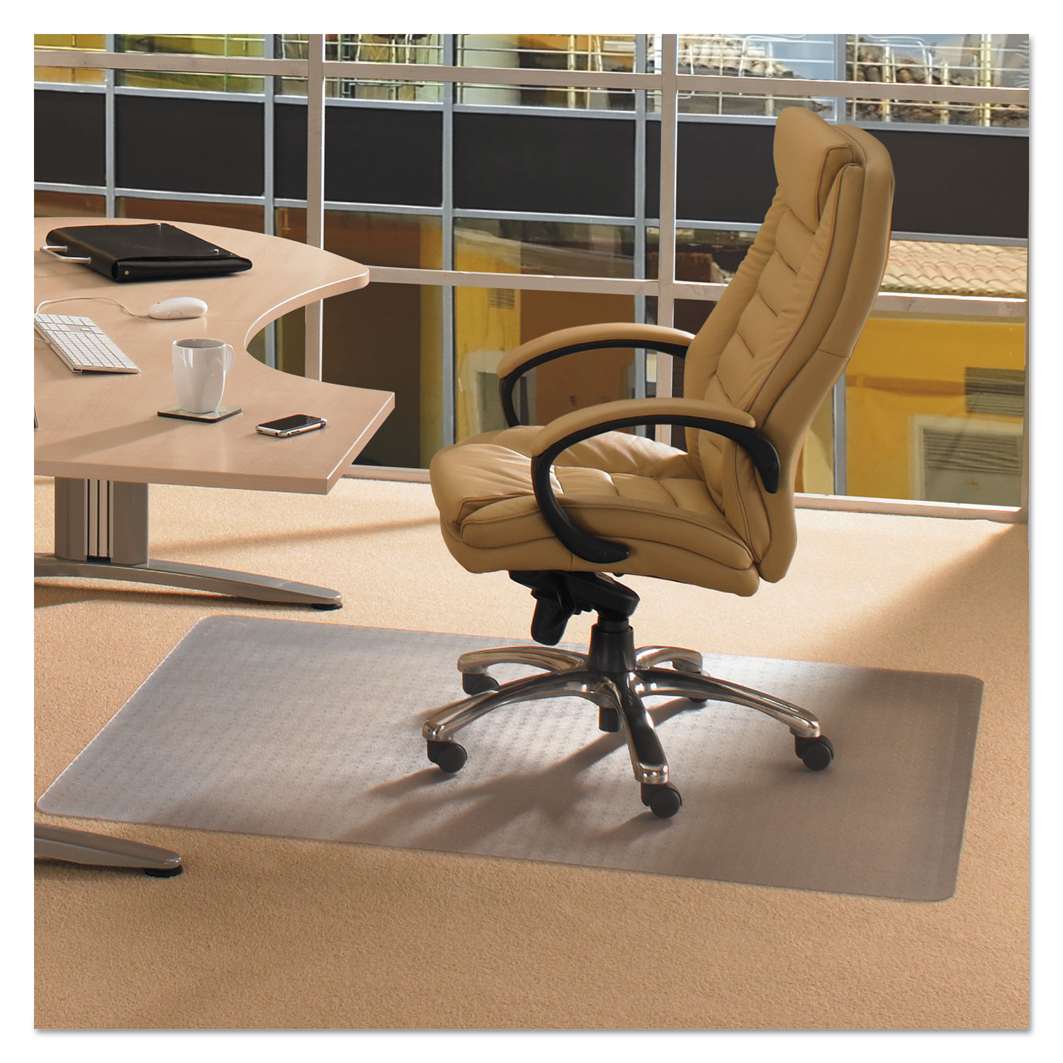  Floortex PF1115225EV Cleartex Advantagemat Phthalate Free PVC Chair Mat for Low Pile Carpet, 60 x 48, Clear (FLRPF1115225EV) 
