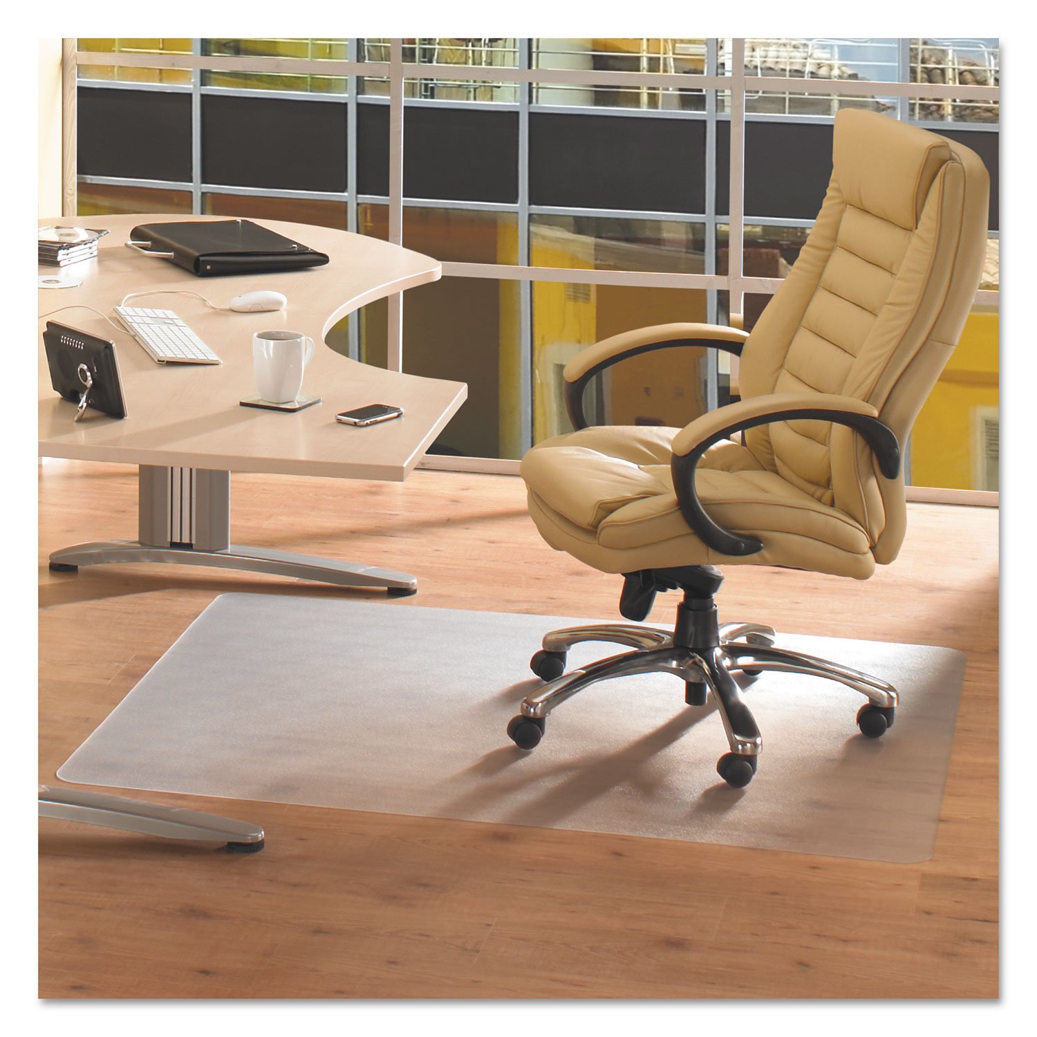  Floortex PF129225EV Cleartex Advantagemat Phthalate Free PVC Chair Mat for Hard Floors, 48 x 36, Clear (FLRPF129225EV) 