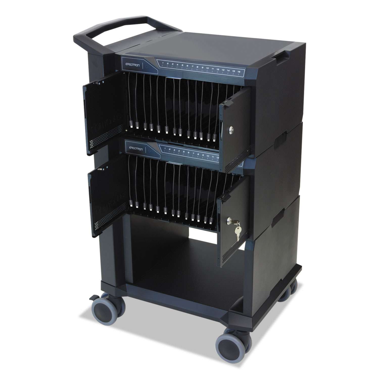  Ergotron DM32-1004-1 Tablet Management Cart with ISI for 32 Devices, 24 1/4 x 18 3/4 x 39 3/4, Black (ERGDM3210041) 