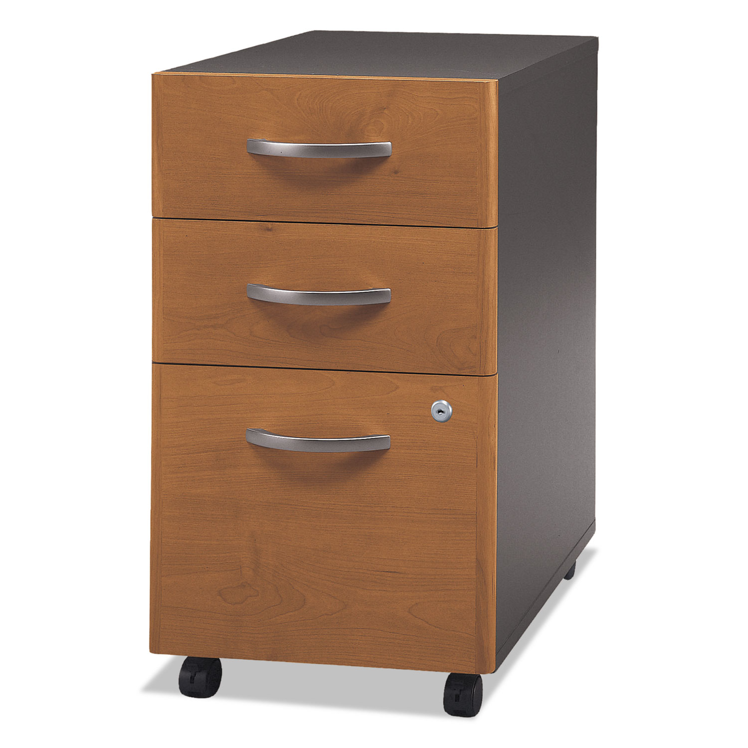 Series C Collection 3 Drawer Mobile Pedestal (Assembled), Natural Cherry