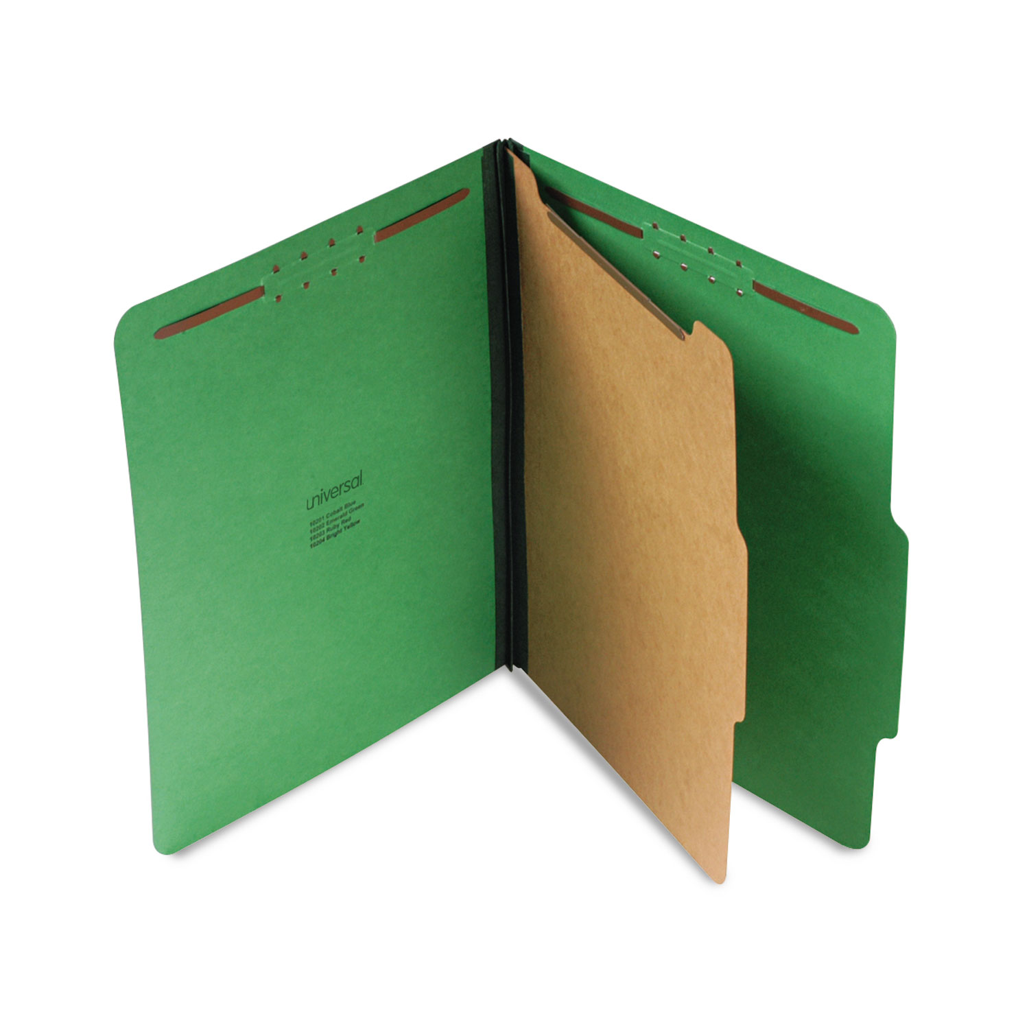 Bright Colored Pressboard Classification Folders, 1 Divider, Letter Size, Emerald Green, 10/Box