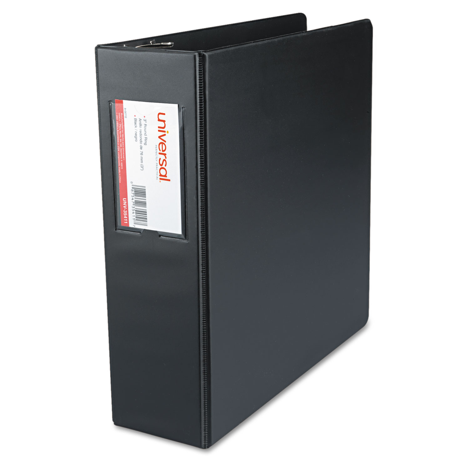 Economy Non-View Round Ring Binder With Label Holder, 3 Capacity, Black