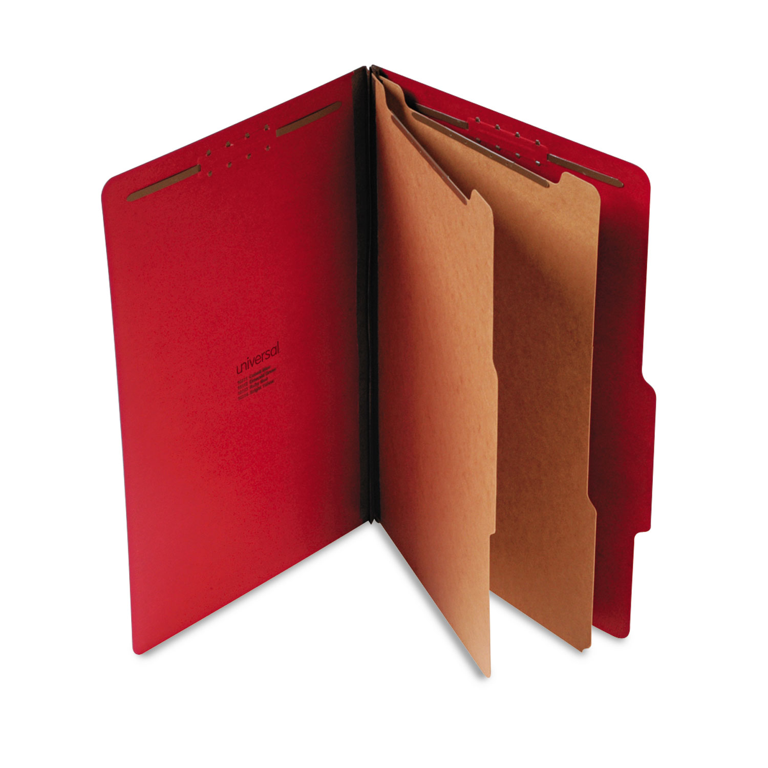  Universal UNV10313 Bright Colored Pressboard Classification Folders, 2 Dividers, Legal Size, Ruby Red, 10/Box (UNV10313) 