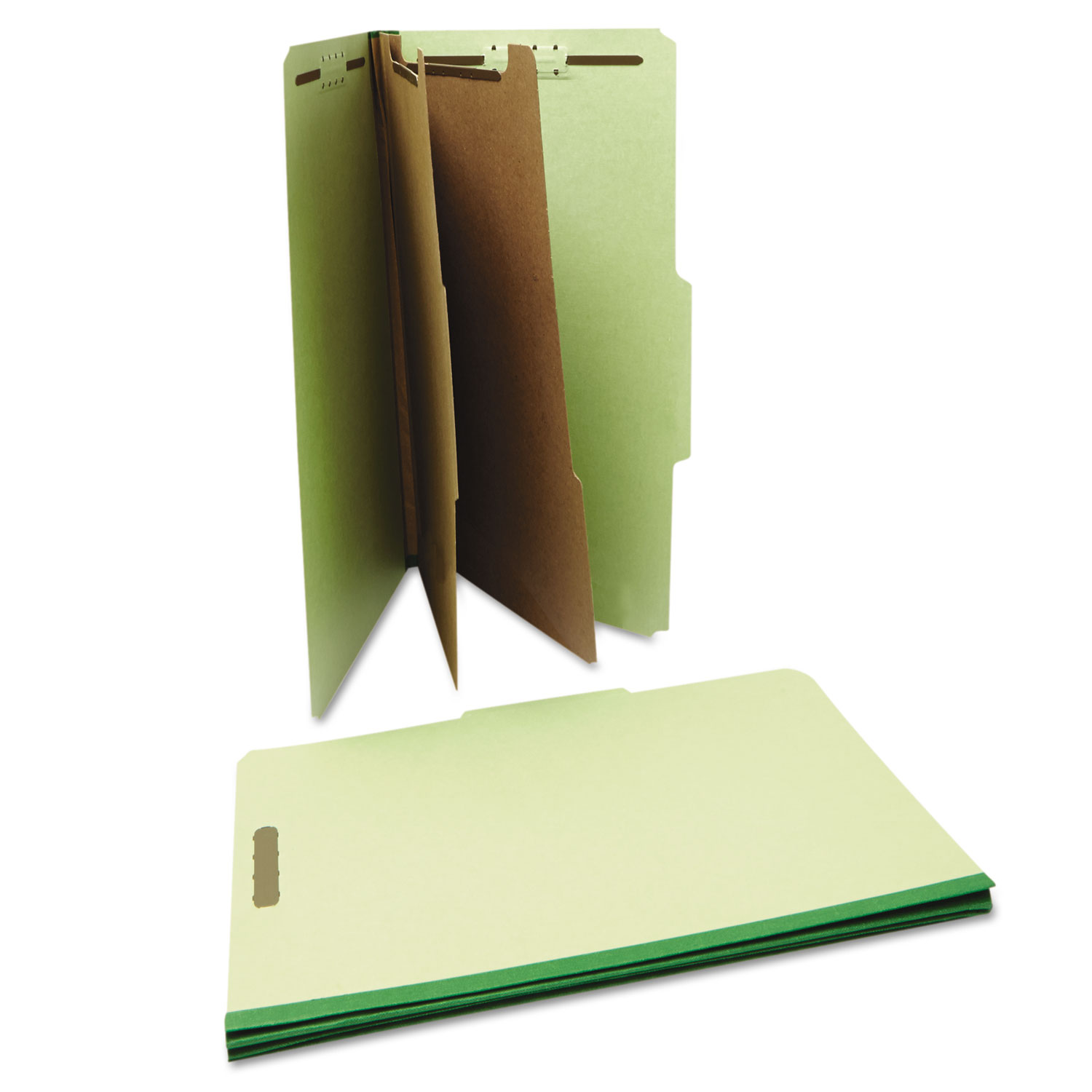 Universal® Pressboard Classification Folder, Legal, Six-Section, Green ...