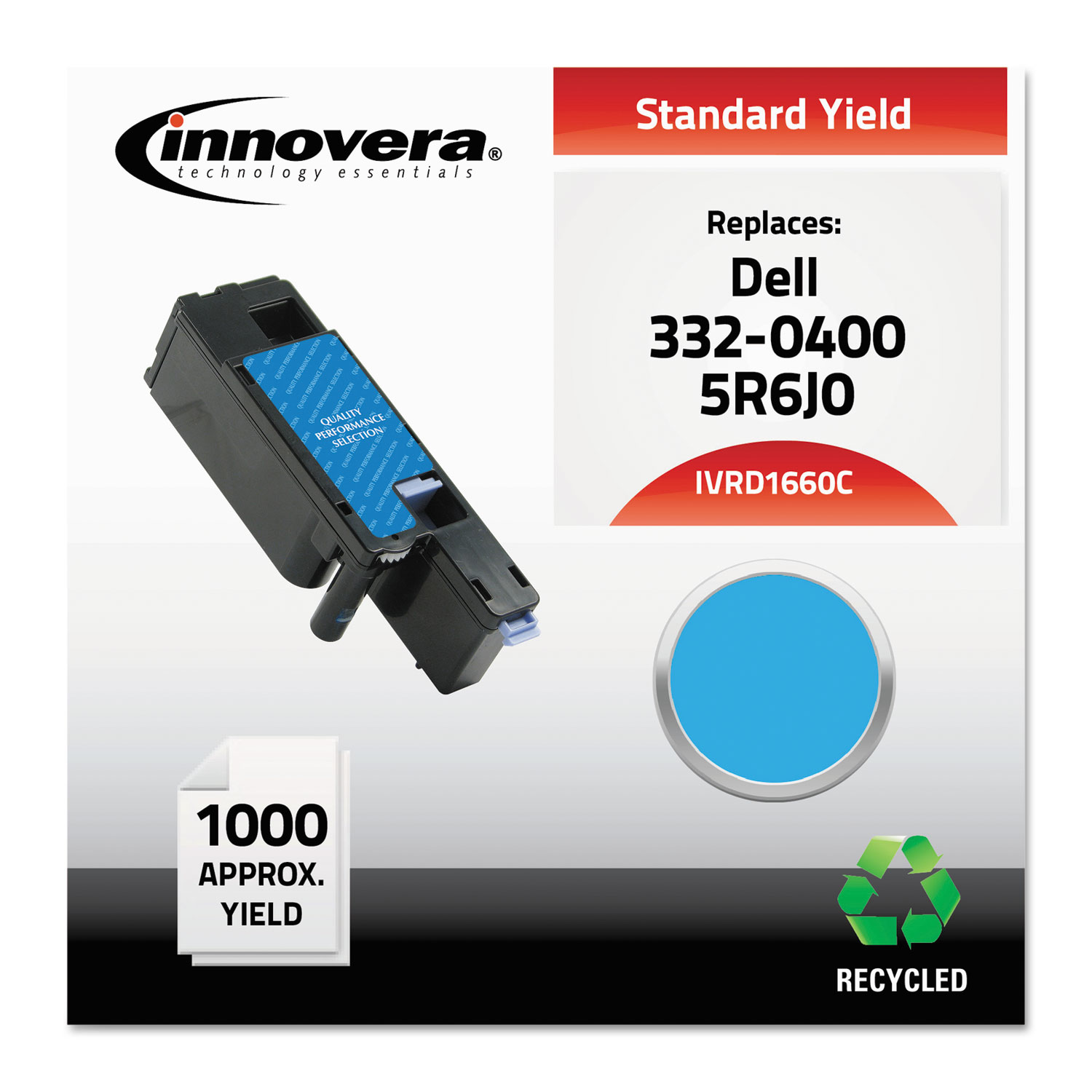  Innovera IVRD1660C Remanufactured 332-0400 (1660C) Toner, 1000 Page-Yield, Cyan (IVRD1660C) 