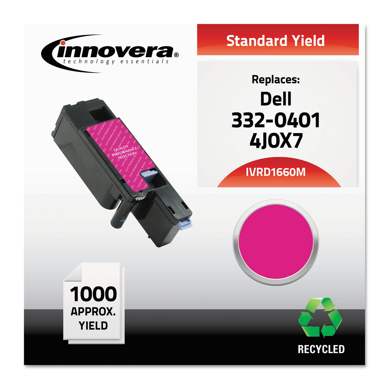  Innovera IVRD1660M Remanufactured 332-0401 (1660M) Toner, 1000 Page-Yield, Magenta (IVRD1660M) 