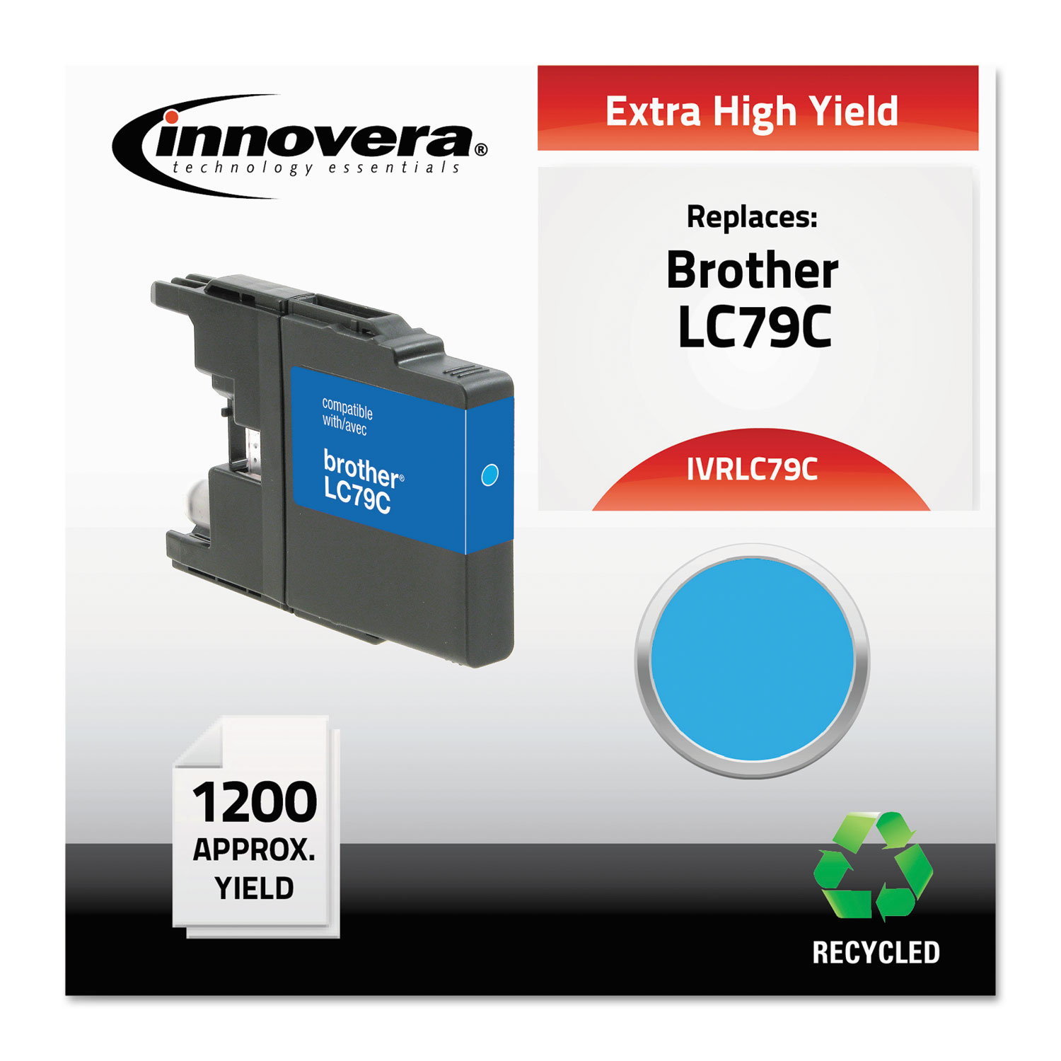  Innovera IVRLC79C Remanufactured LC79C Extra High-Yield Ink, 1200 Page-Yield, Cyan (IVRLC79C) 