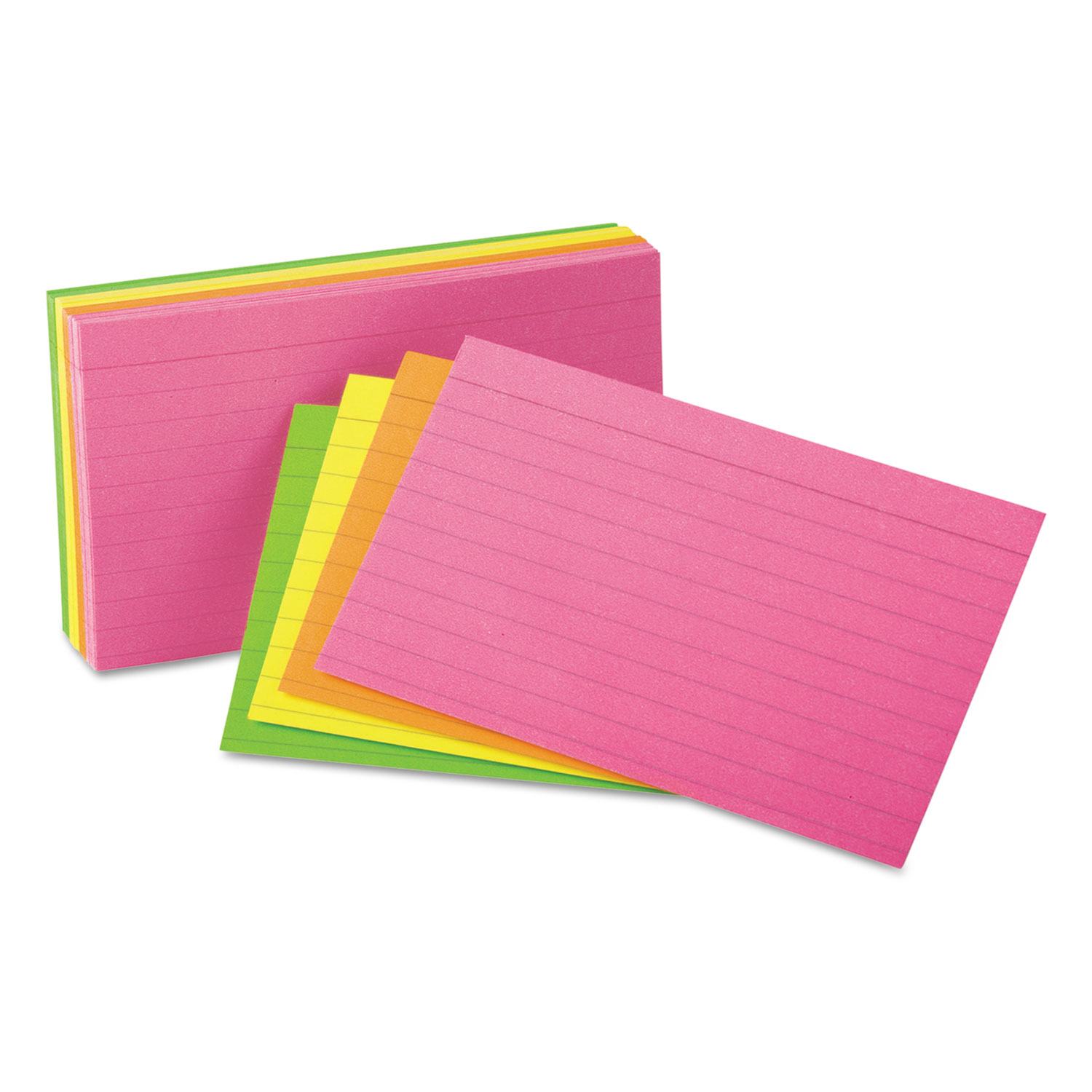  Universal UNV47217 Ruled Neon Glow Index Cards, 3 x 5, Assorted, 100/Pack (UNV47217) 