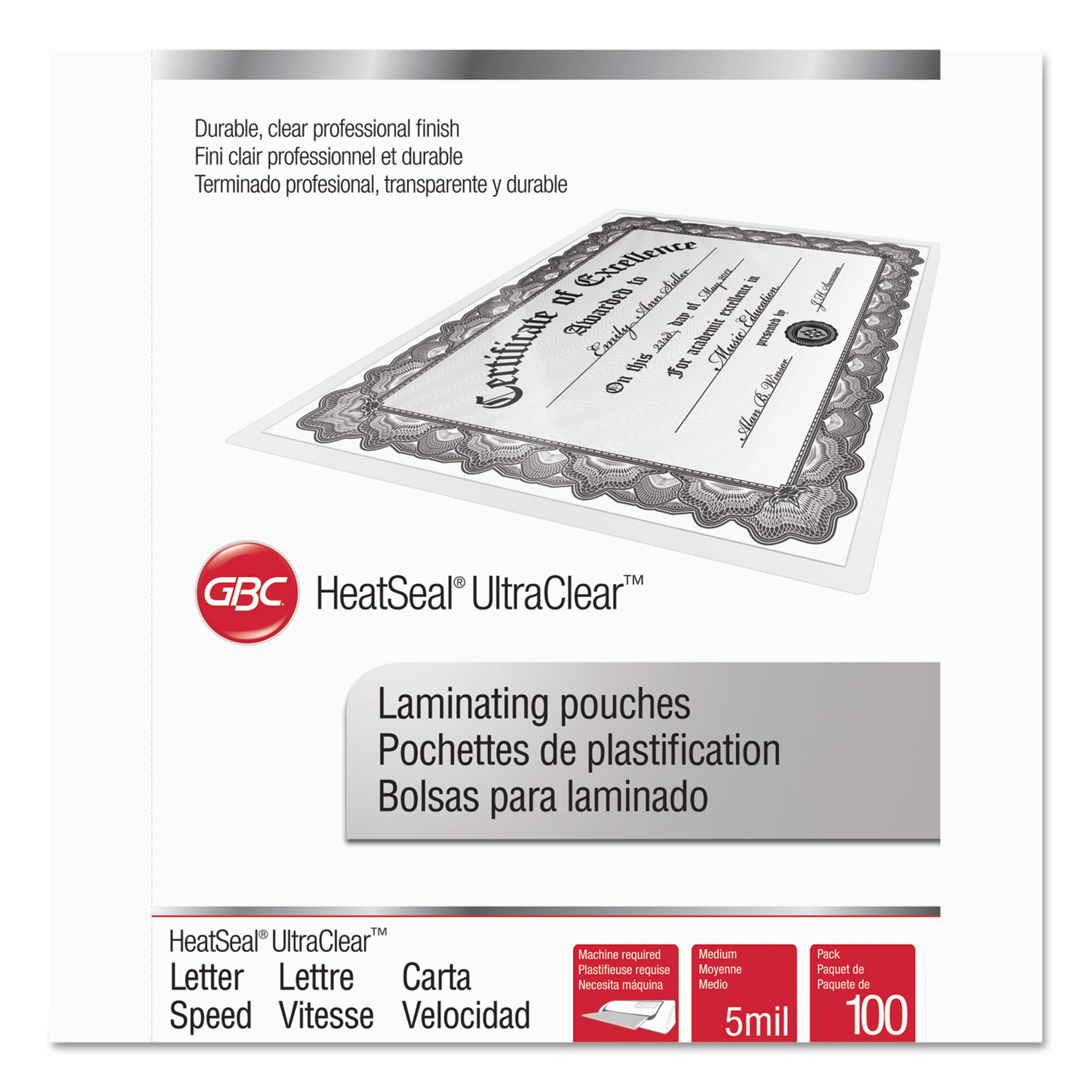 UltraClear Thermal Laminating Pouches, 5 mil, 11 1/2 x 9, 100/Box