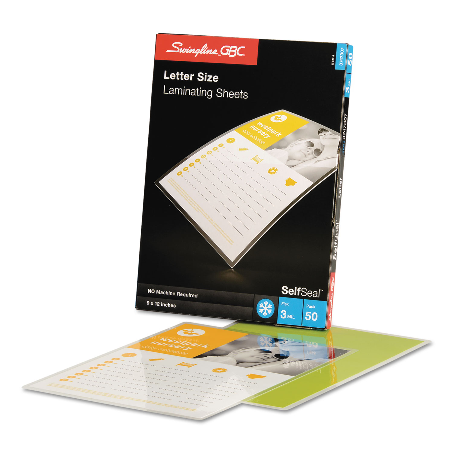 SelfSeal Single-Sided Letter-Size Laminating Sheets, 3mil, 9 x 12, 50/Pack