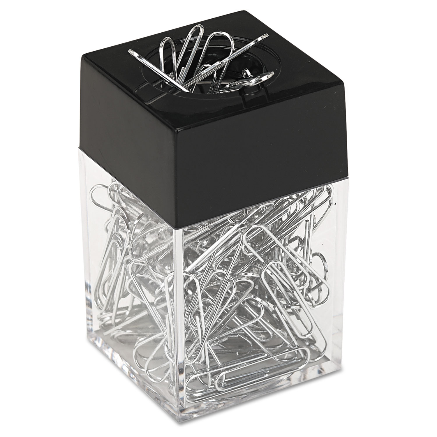 Paper Clips w/Magnetic Dispenser, Wire, 1 3/8, Silver, 12/100 Carton Boxes