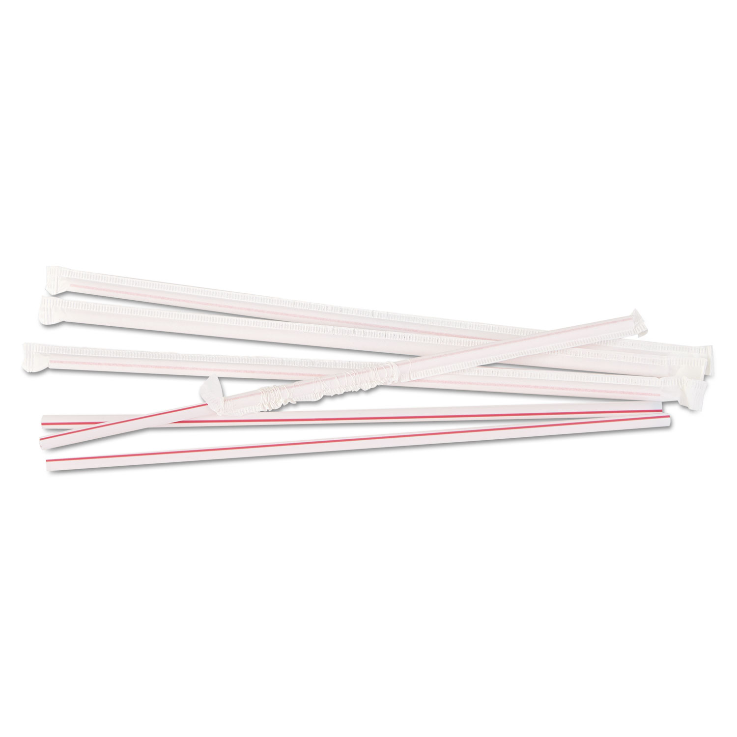 Jumbo Straws, 10 1/4, Plastic, White w/Red Stripe, 500/Pack, 4 Pack/Carton