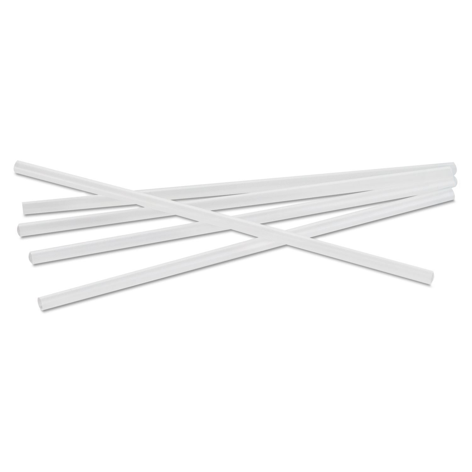 Jumbo Straws, 7 3/4, Plastic, Translucent, Unwrapped, 250/Pack, 50 Pack/Carton