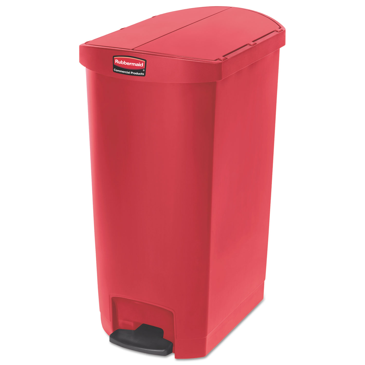 Slim Jim Resin Step-On Container, End Step Style, 18 gal, Red