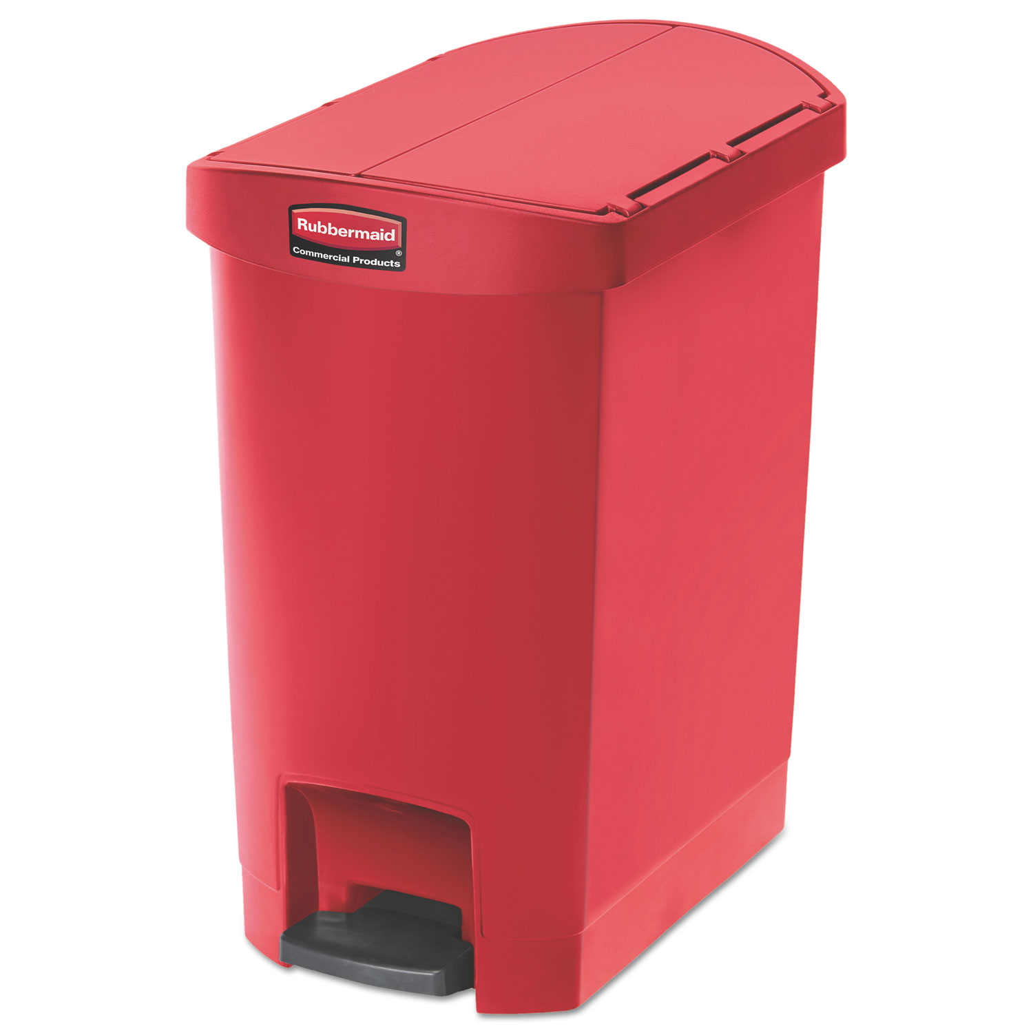 Slim Jim Resin Step-On Container, End Step Style, 8 gal, Red