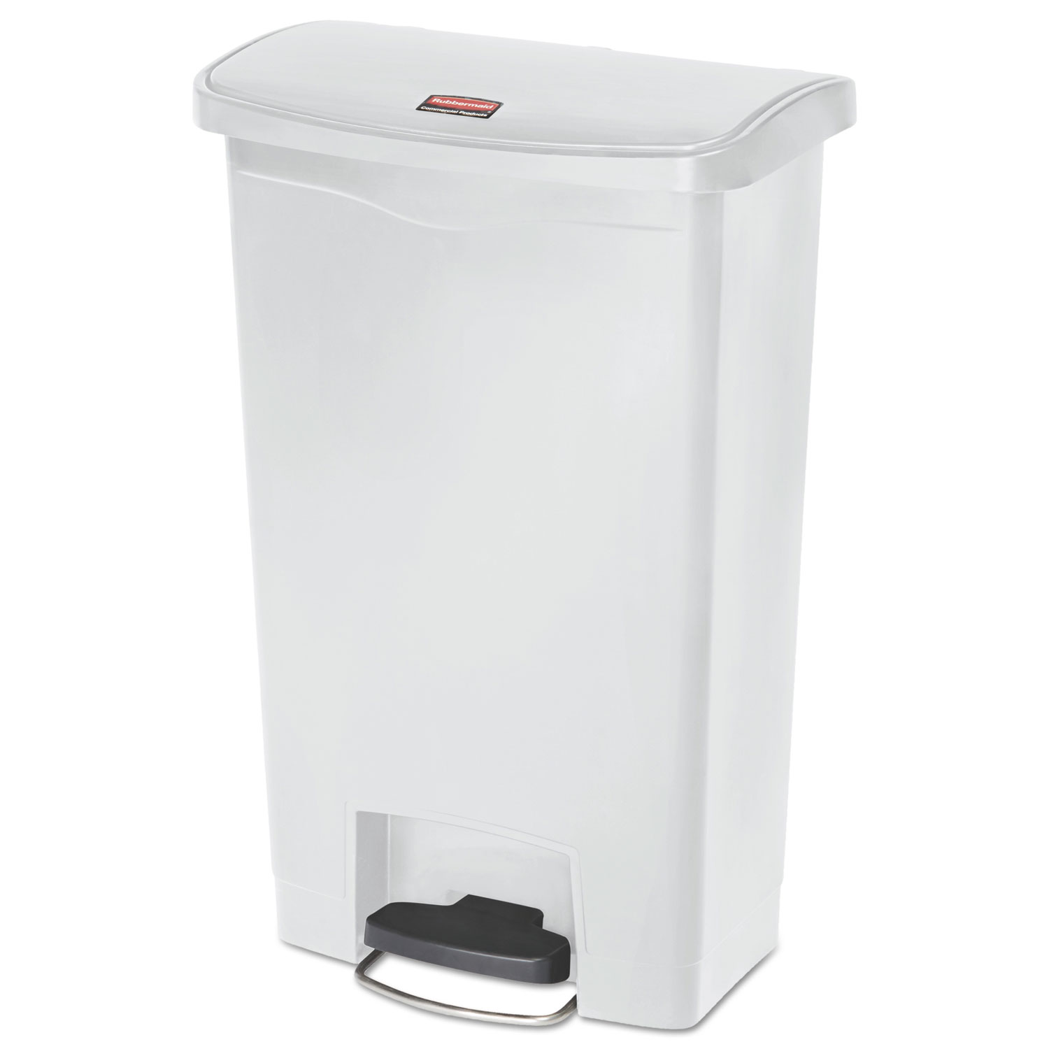  Rubbermaid Commercial 1883557 Slim Jim Resin Step-On Container, Front Step Style, 13 gal, White (RCP1883557) 