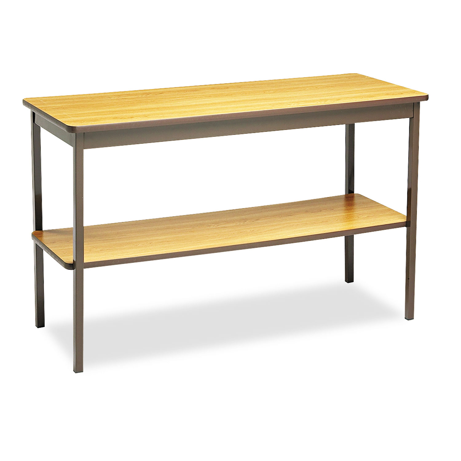  Barricks UTS1848-LQ Utility Table with Bottom Shelf, Rectangular, 48w x 18d x 30h, Oak/Brown (BRKUTS1848LQ) 