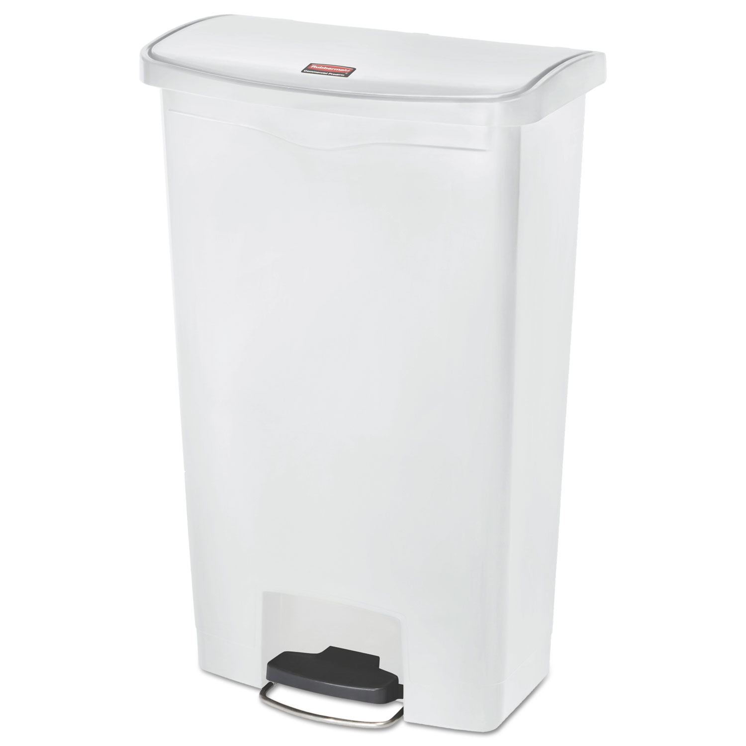  Rubbermaid Commercial 1883559 Slim Jim Resin Step-On Container, Front Step Style, 18 gal, White (RCP1883559) 