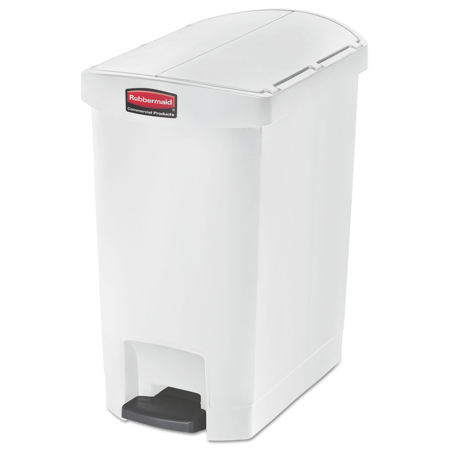 Slim Jim Resin Step-On Container, End Step Style, 8 gal, White