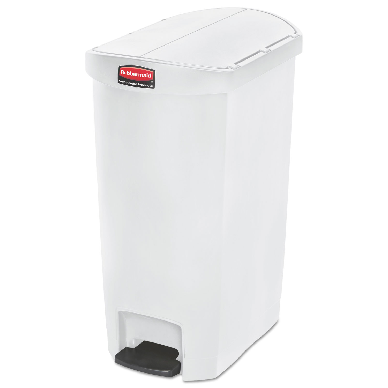  Rubbermaid Commercial 1883558 Slim Jim Resin Step-On Container, End Step Style, 13 gal, White (RCP1883558) 