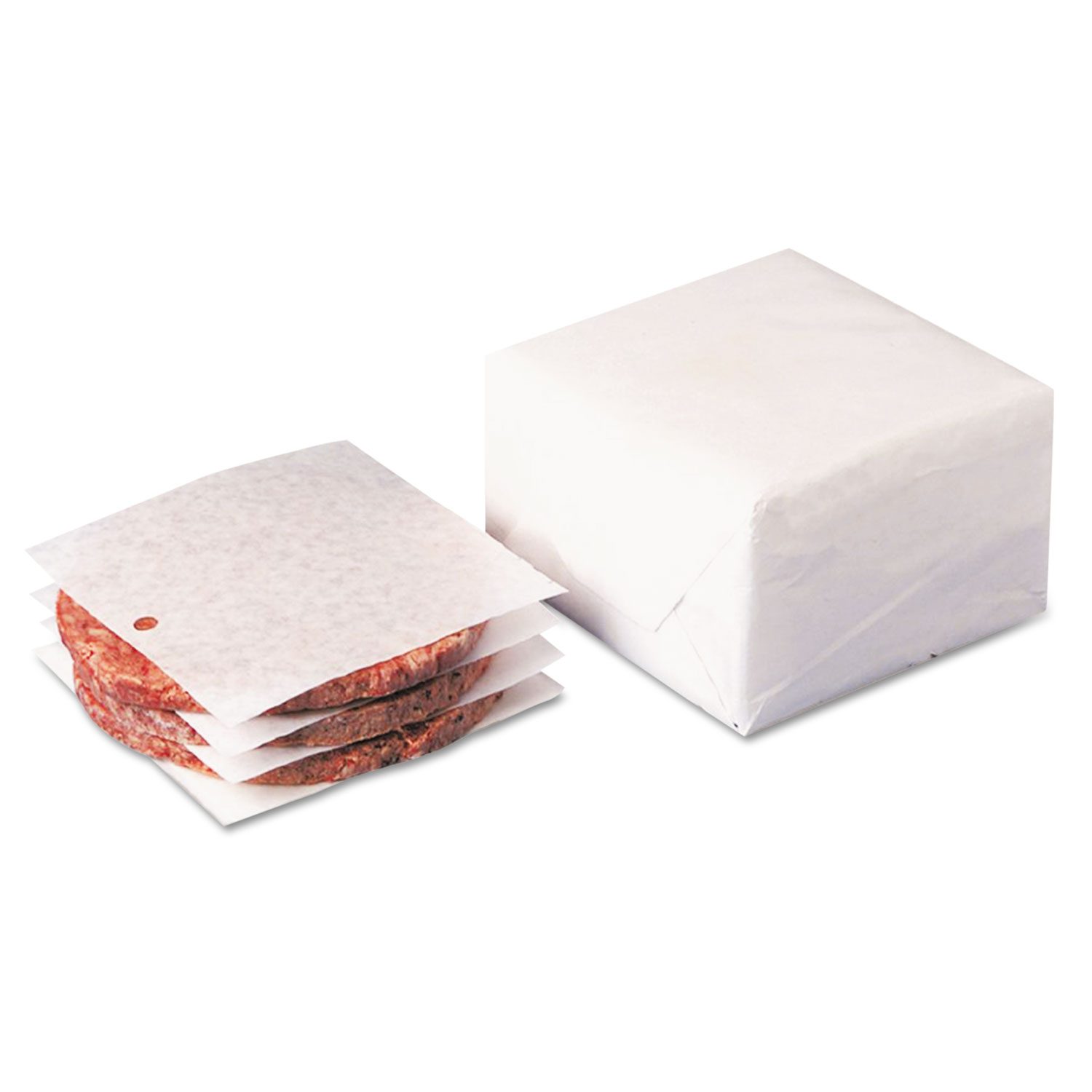 Dry Wax Laminated Patty Paper With Hole, White, 5 x 5