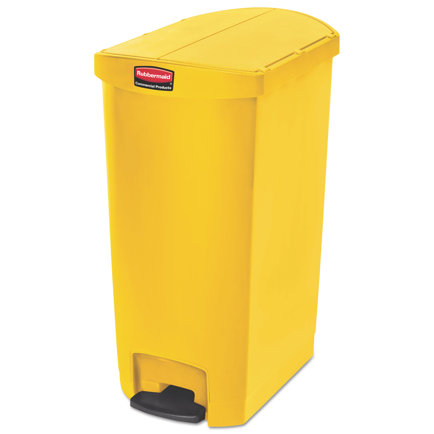 Slim Jim Resin Step-On Container, End Step Style, 18 gal, Yellow