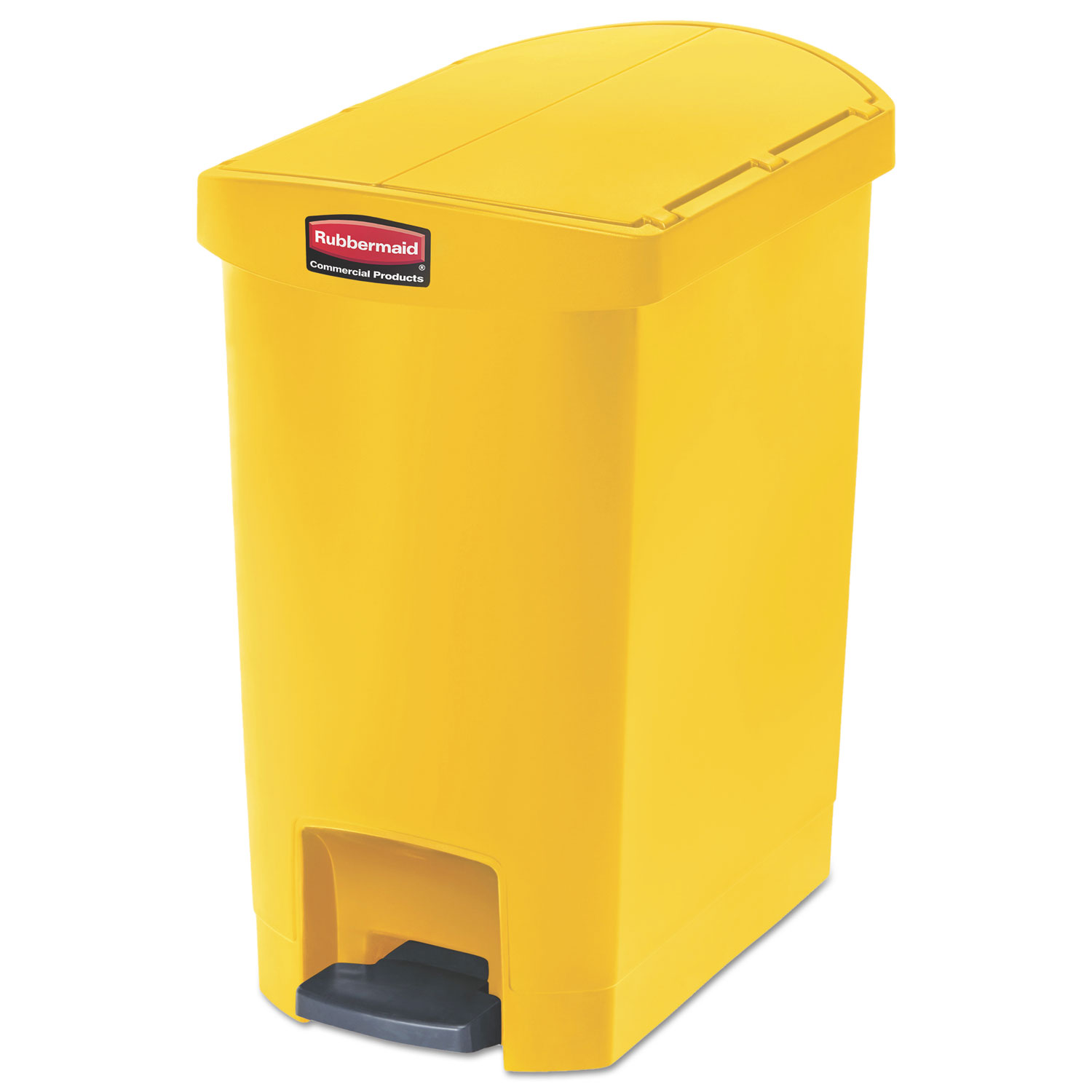 Slim Jim Resin Step-On Container, End Step Style, 8 gal, Yellow