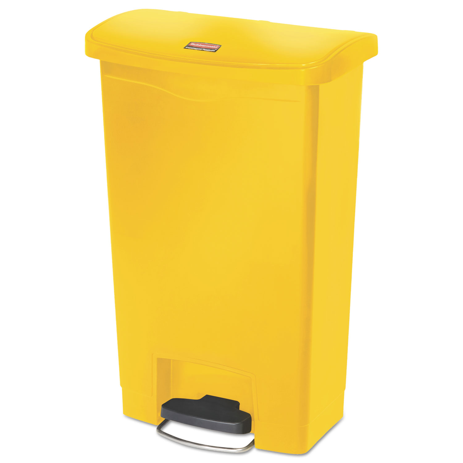 Slim Jim Resin Step-On Container, Front Step Style, 13 gal, Yellow