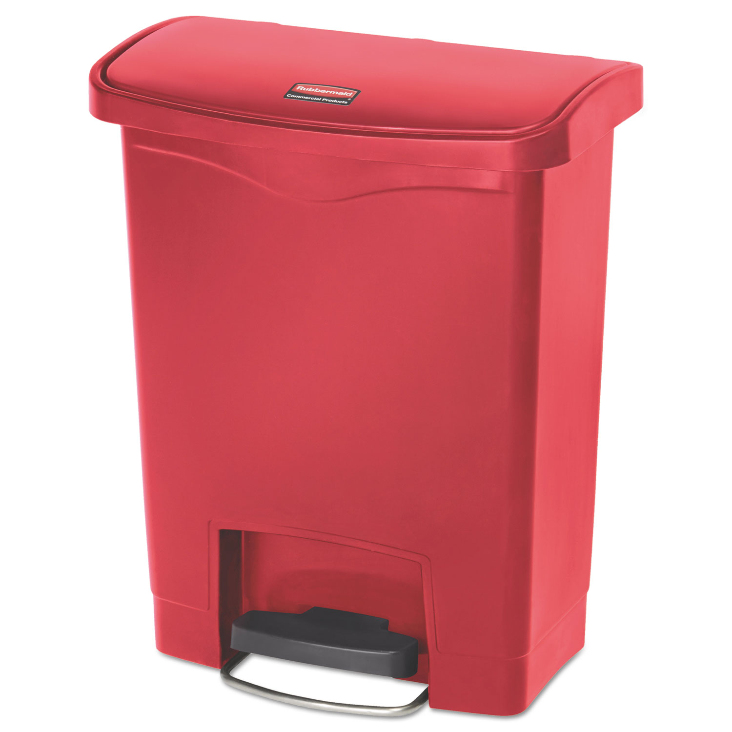  Rubbermaid Commercial 1883564 Slim Jim Resin Step-On Container, Front Step Style, 8 gal, Red (RCP1883564) 