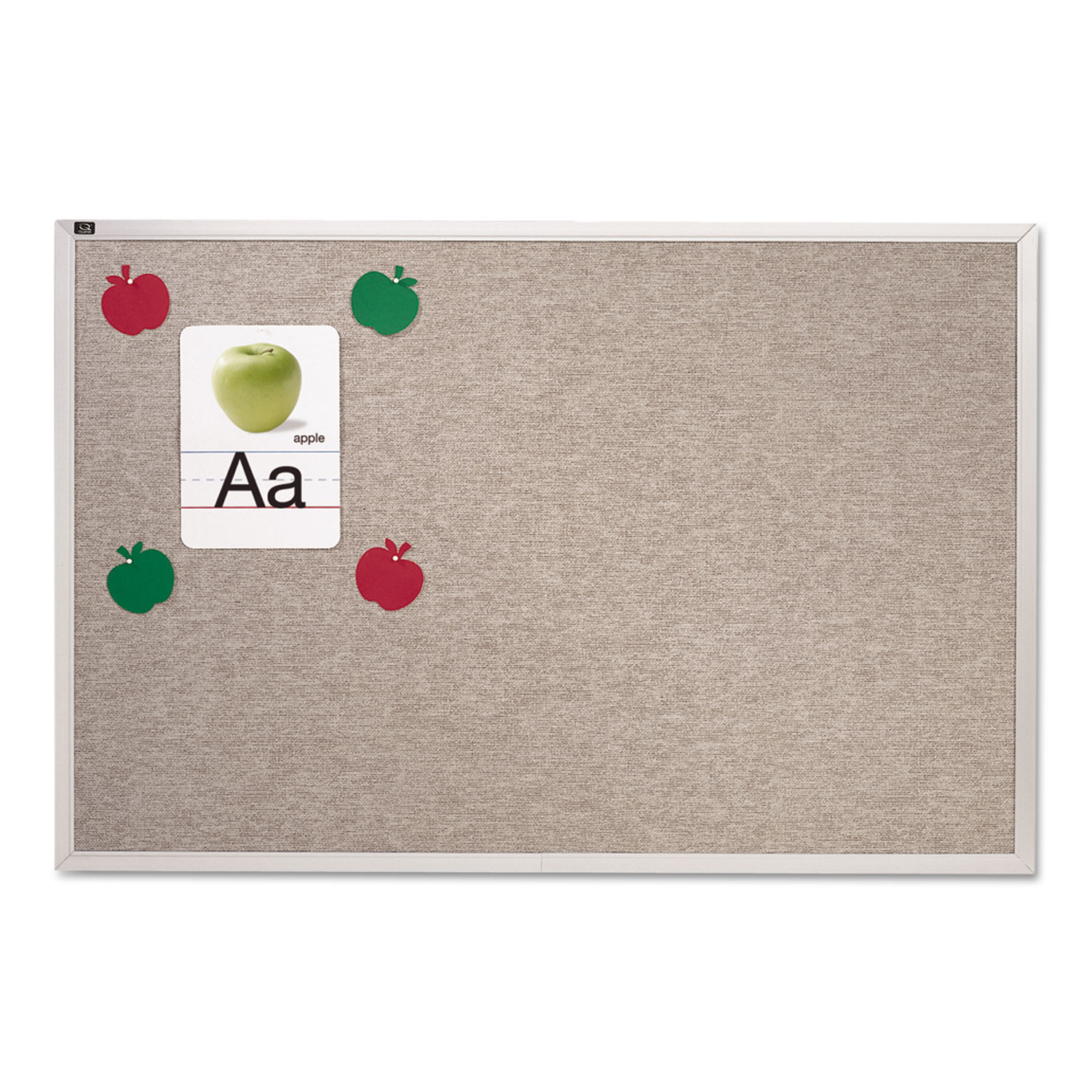 Vinyl Tack Bulletin Board, 10 ft x 4 ft, Gray Surface, Silver Aluminum Frame Zuma