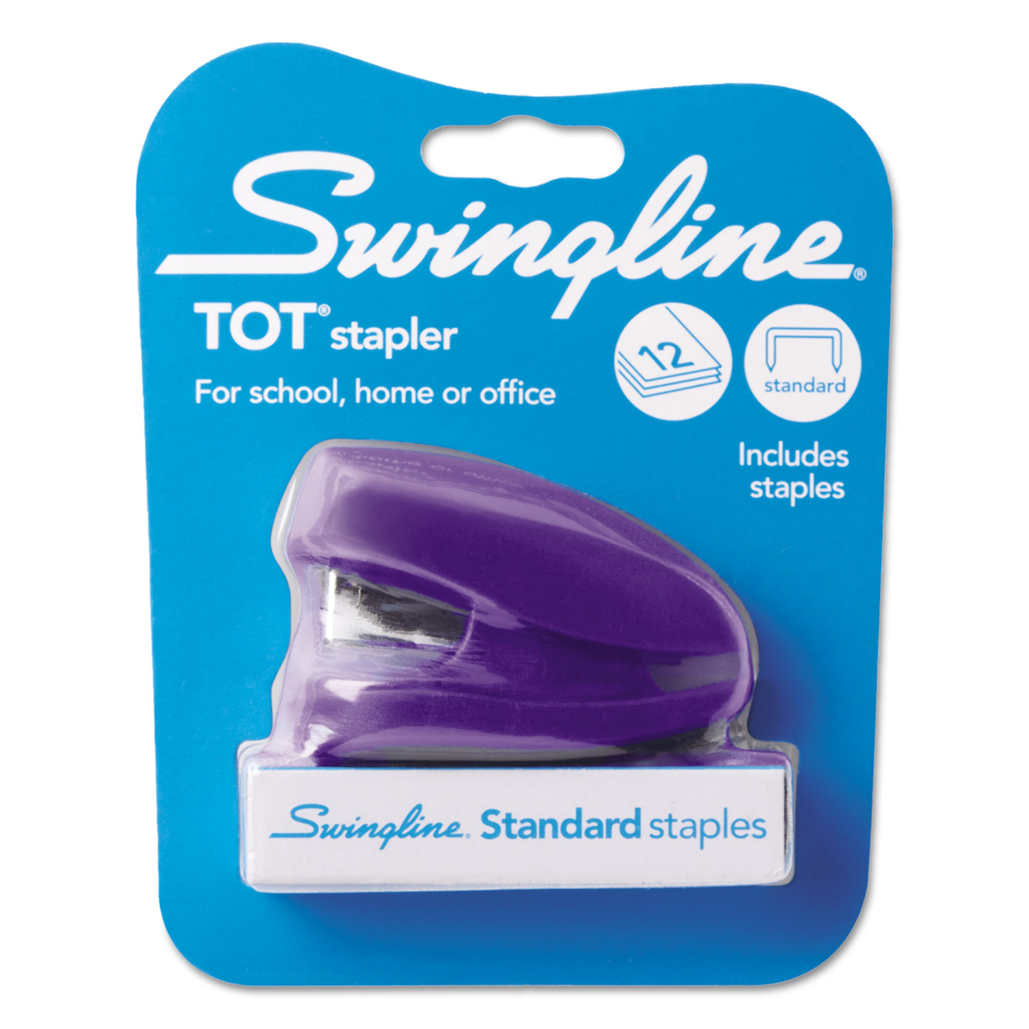 Swingline® TOT Mini Stapler, 12Sheet Capacity, Purple National
