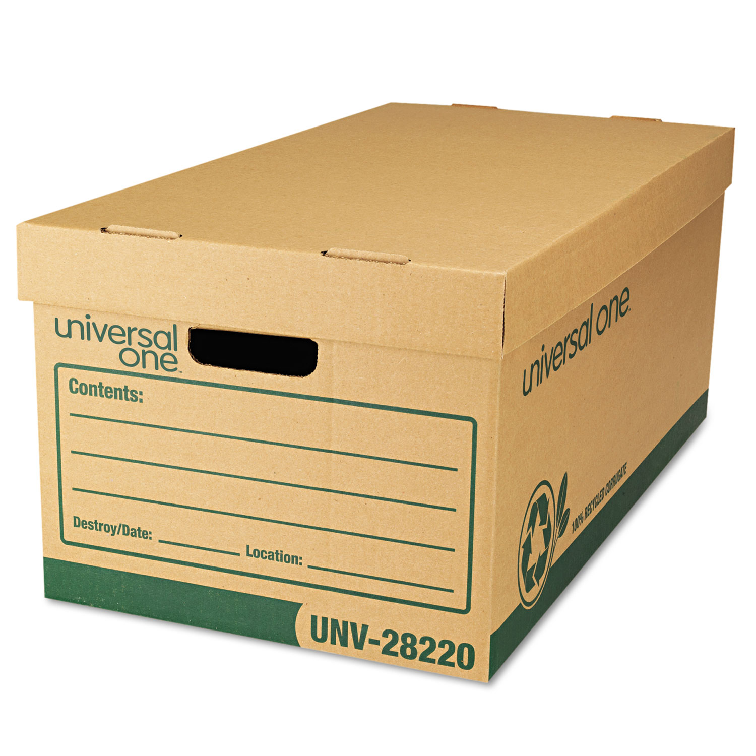  Universal 9523301 Recycled Heavy-Duty Record Storage Box, Letter Files, Kraft/Green, 12/Carton (UNV28220) 