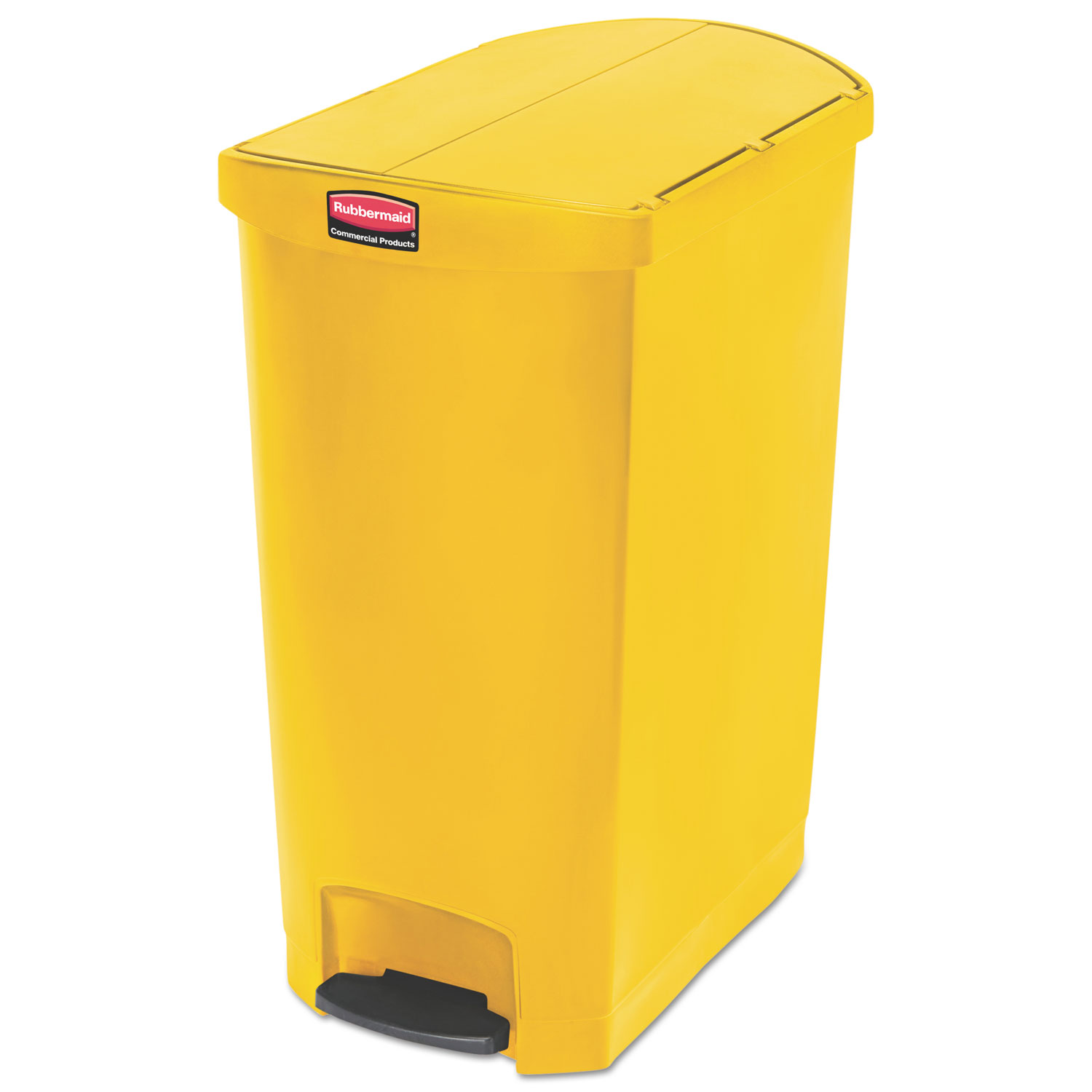 Slim Jim Resin Step-On Container, End Step Style, 24 gal, Yellow