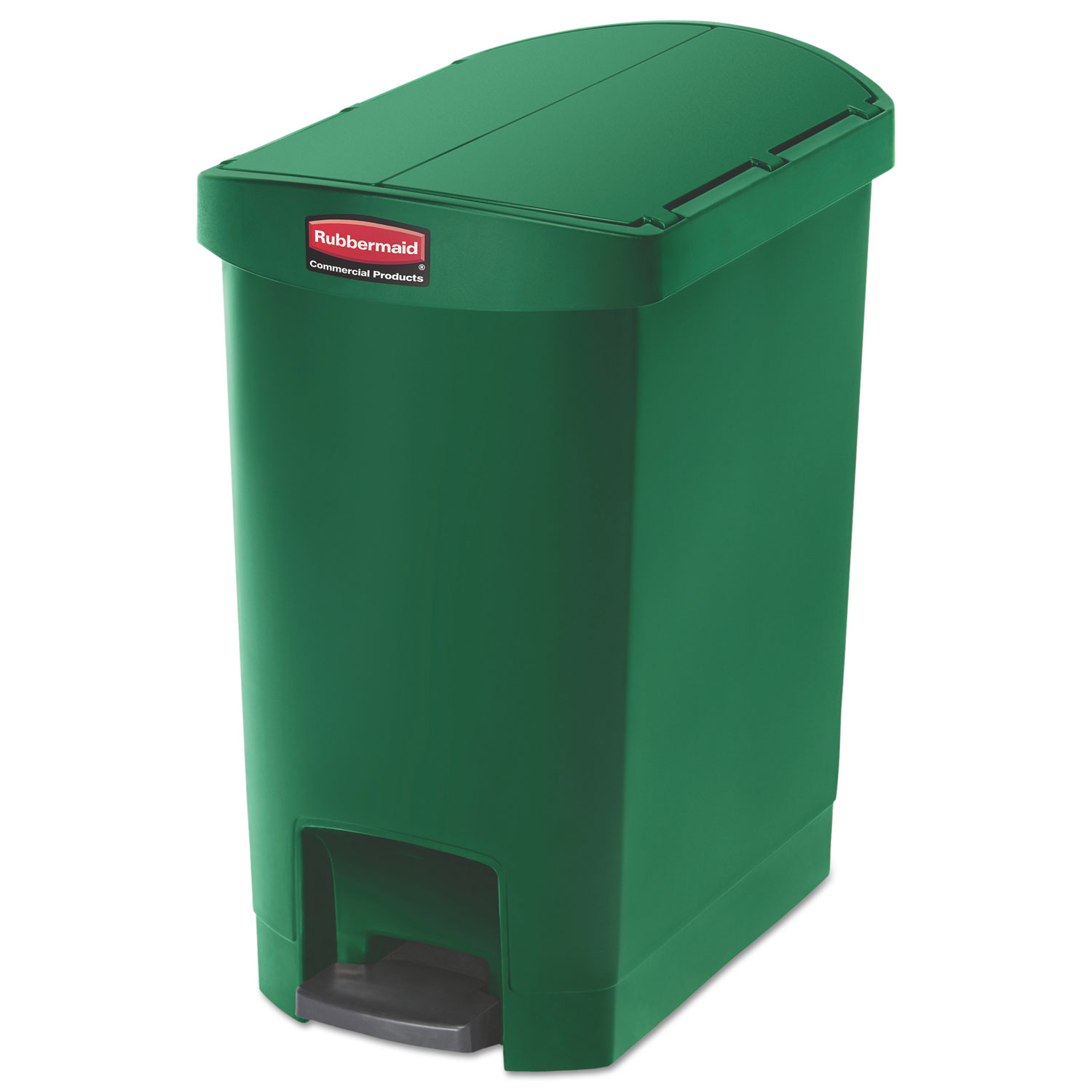 Slim Jim Resin Step-On Container, End Step Style, 8 gal, Green