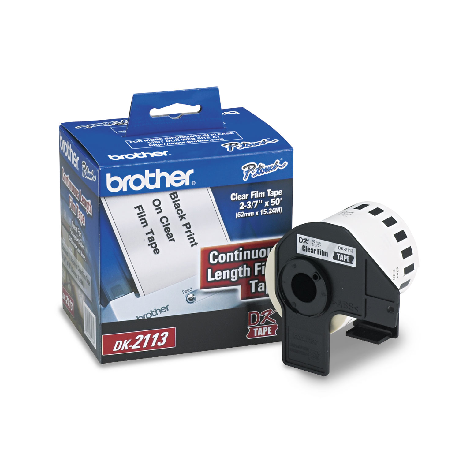  Brother DK2113 Continuous Film Label Tape, 2.4 x 50 ft Roll, Clear (BRTDK2113) 