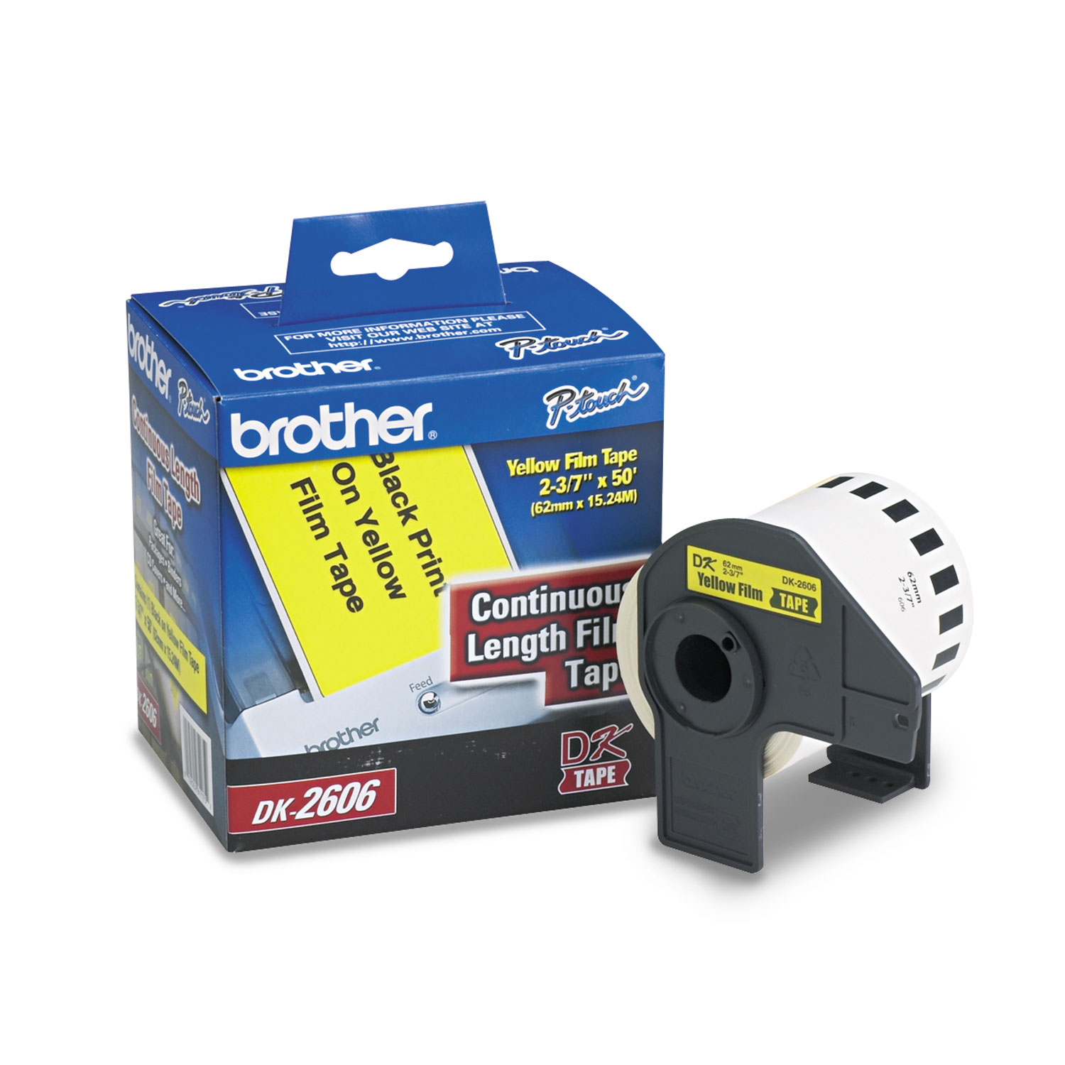  Brother DK2606 Continuous Film Label Tape, 2.4 x 50 ft Roll, Yellow (BRTDK2606) 