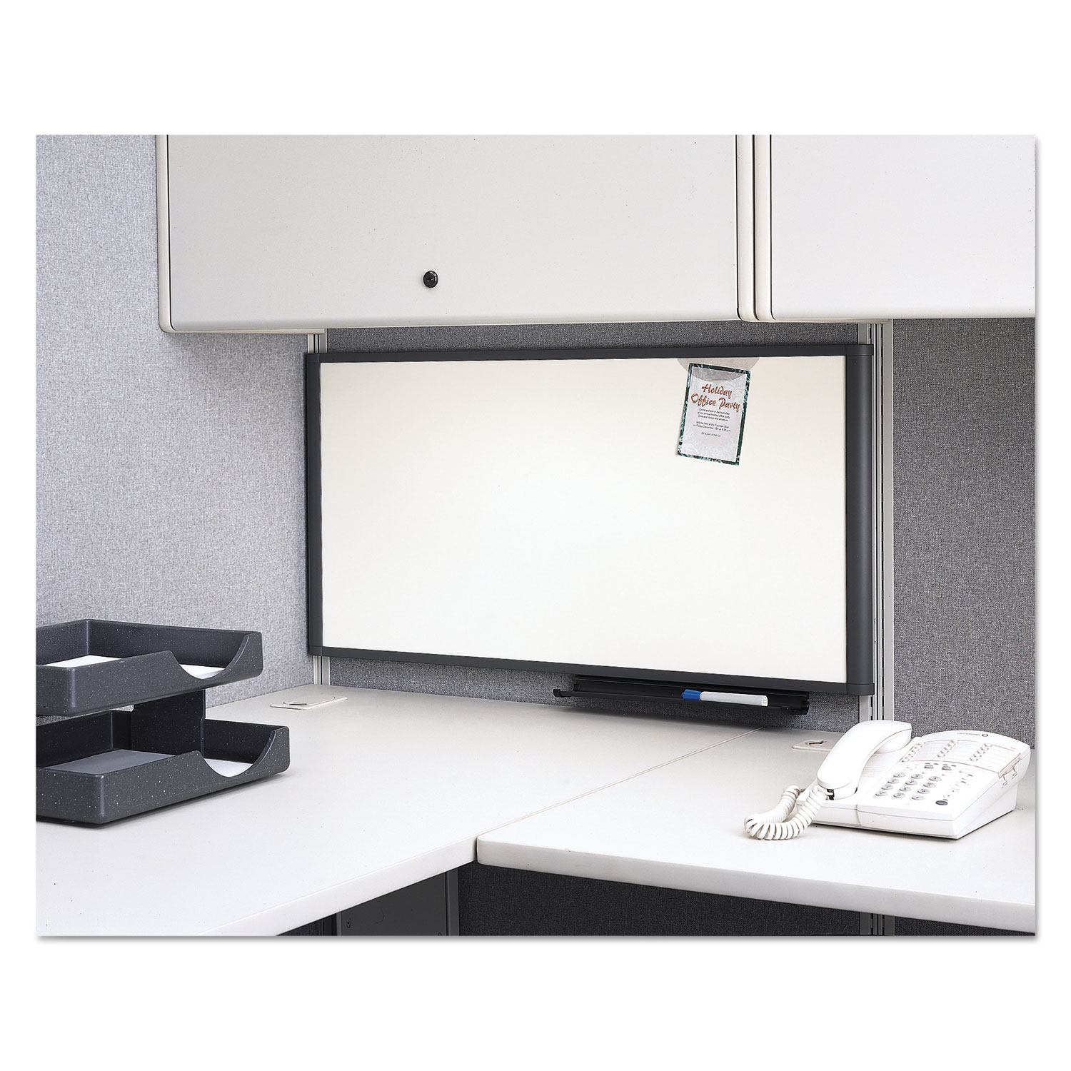 Prestige Cubicle Total Erase Whiteboard, 36 x 18, White Surface, Graphite Frame