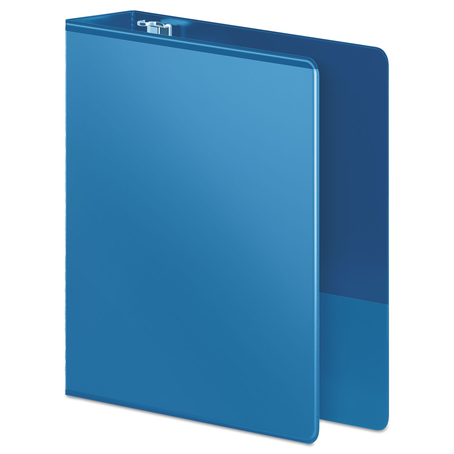 Heavy-Duty Round Ring View Binder w/Extra-Durable Hinge, 2 Cap, PC Blue