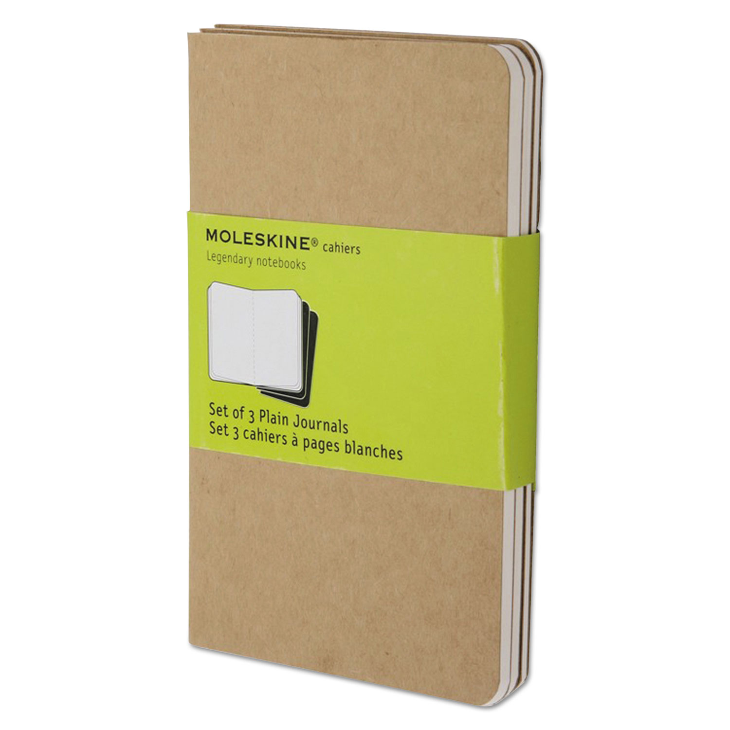  Moleskine QP413 Cahier Journal, Unruled, Kraft Brown Cover, 5.5 x 3.5, 64 Sheets, 3/Pack (HBGQP413) 