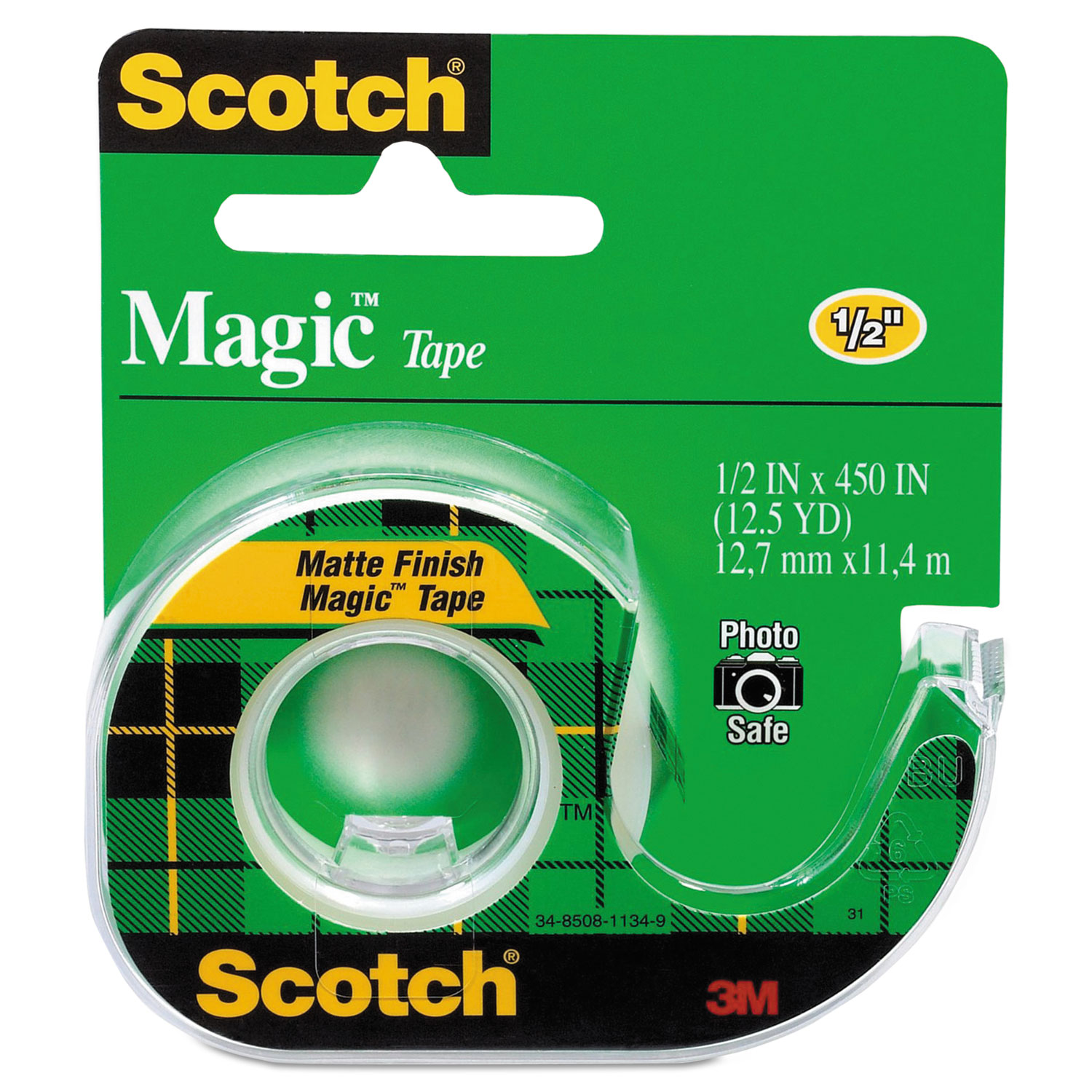  Scotch 104 Magic Tape in Handheld Dispenser, 1 Core, 0.5 x 37.5 ft, Clear (MMM104) 